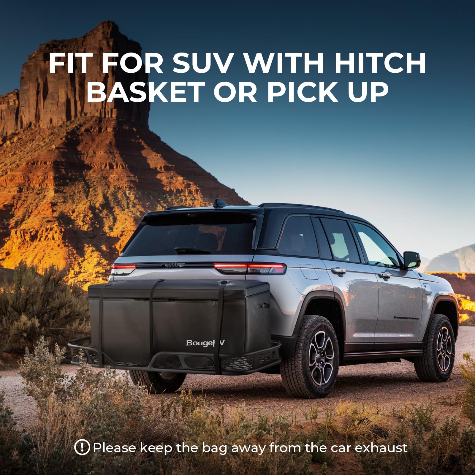 BougeRV Hitch Cargo Carrier Bag, Waterproof 12 Cubic Ft, 48'' L x 20'' W x 22'' H, Black, Model 5841731107