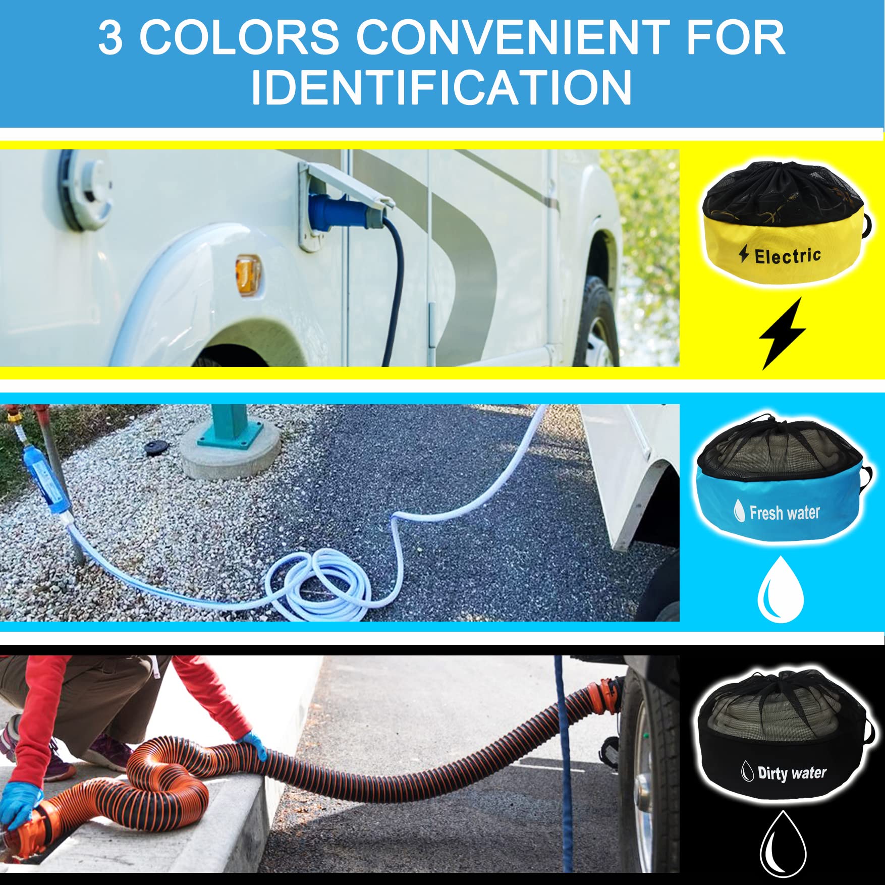 Inseknm Rv Hose Storage, 3-Pack Rv Hose Storage Bag With Waterproof Rv Hose Storage, Rv Accessories Bag, Rv Utility Bag, Rv Hose