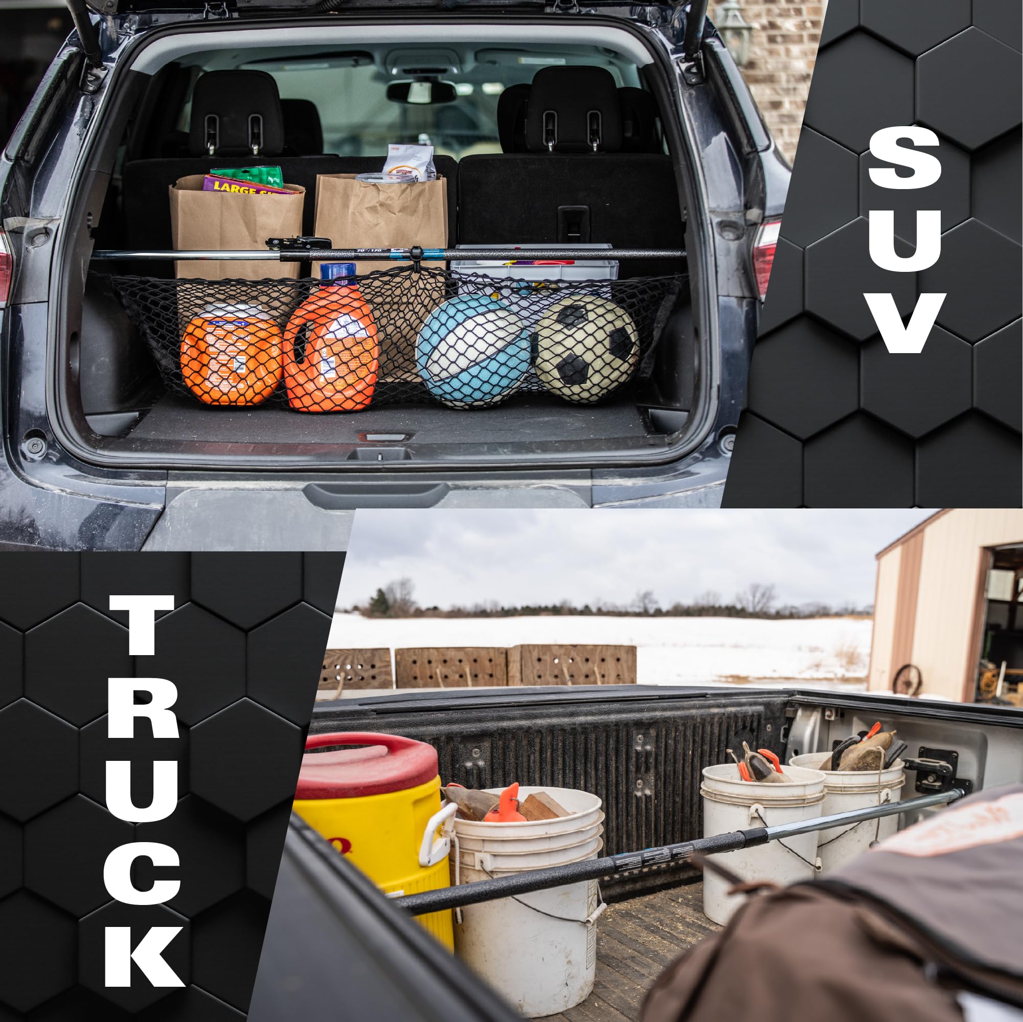 Keeper - Ratcheting Cargo Bar - Black/Silver, Adjustable From 40''-70'' - 3 Pack