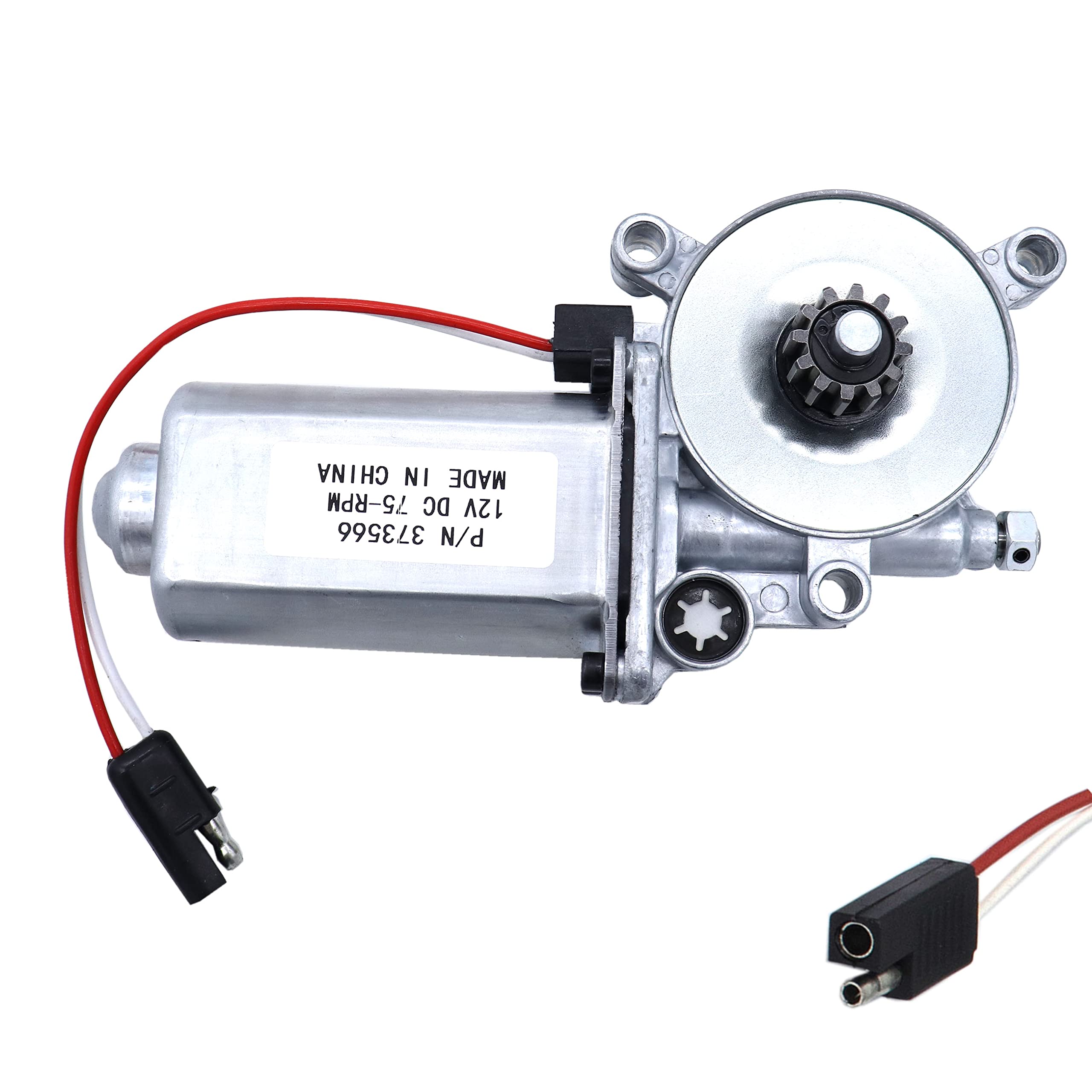 MOCW 373566 RV Power Awning Replacement Universal Motor 75RPM 12Volt DC with Single 2Way Connector Power Awnings Compatible w