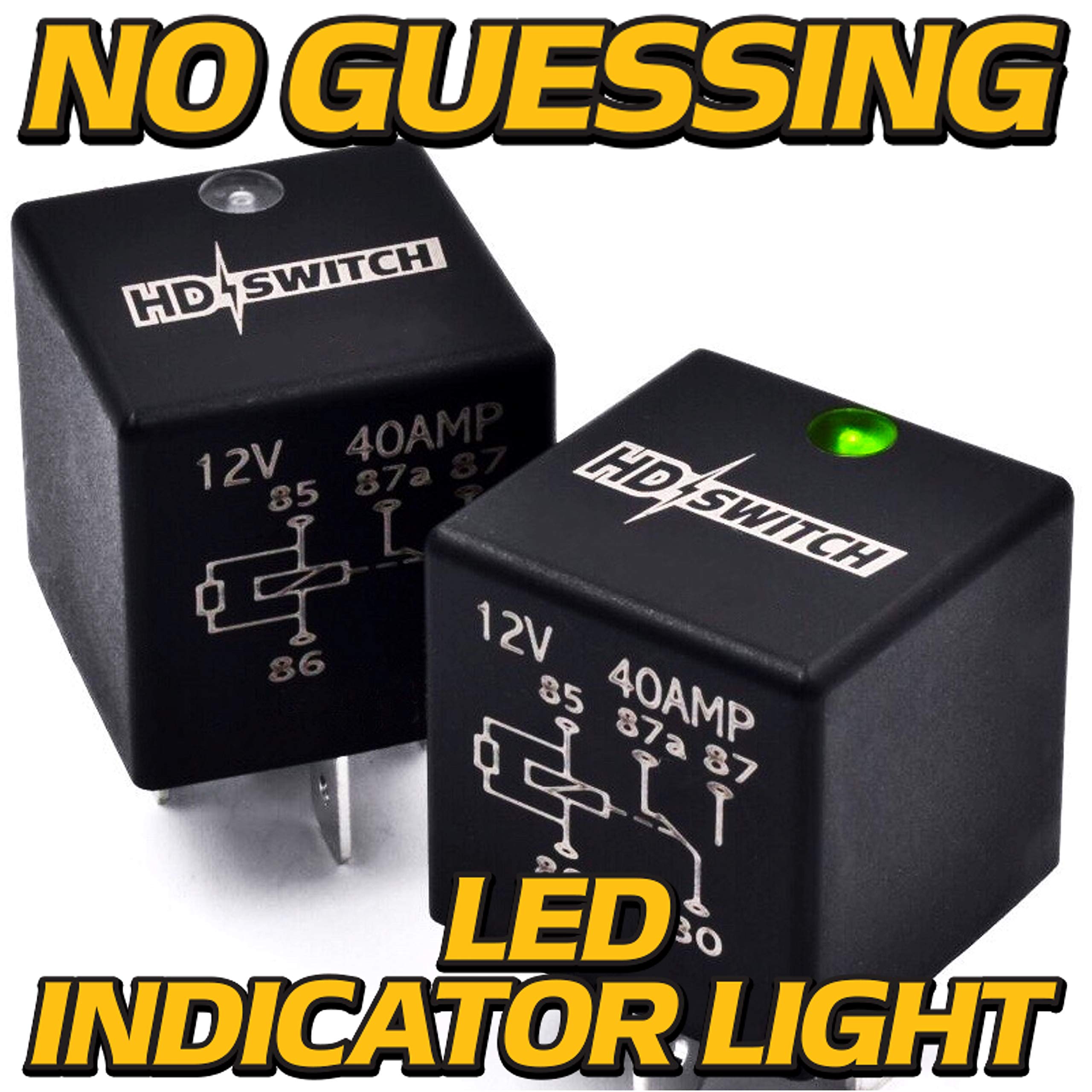 Hd Switch 12V 40A Or 24V 20A Waterproof Relay Replaces Hella Spdt Suppression Resistor 4Rd 007 794-02, 4Rd00779402 007903001 007794311 W/Led Indicator Light & Dielectric Grease