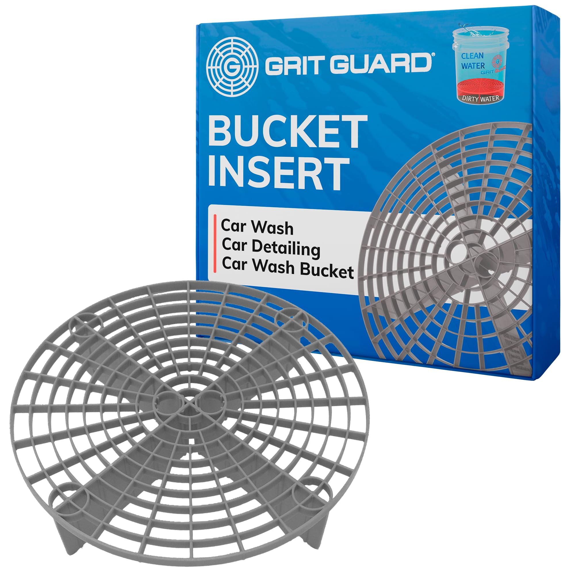 Grit Guard The Original Silver Bucket Insert - 10'' Diameter Car Wash Bucket For Car Washing, Detailing Compatible With 3.5, 4,