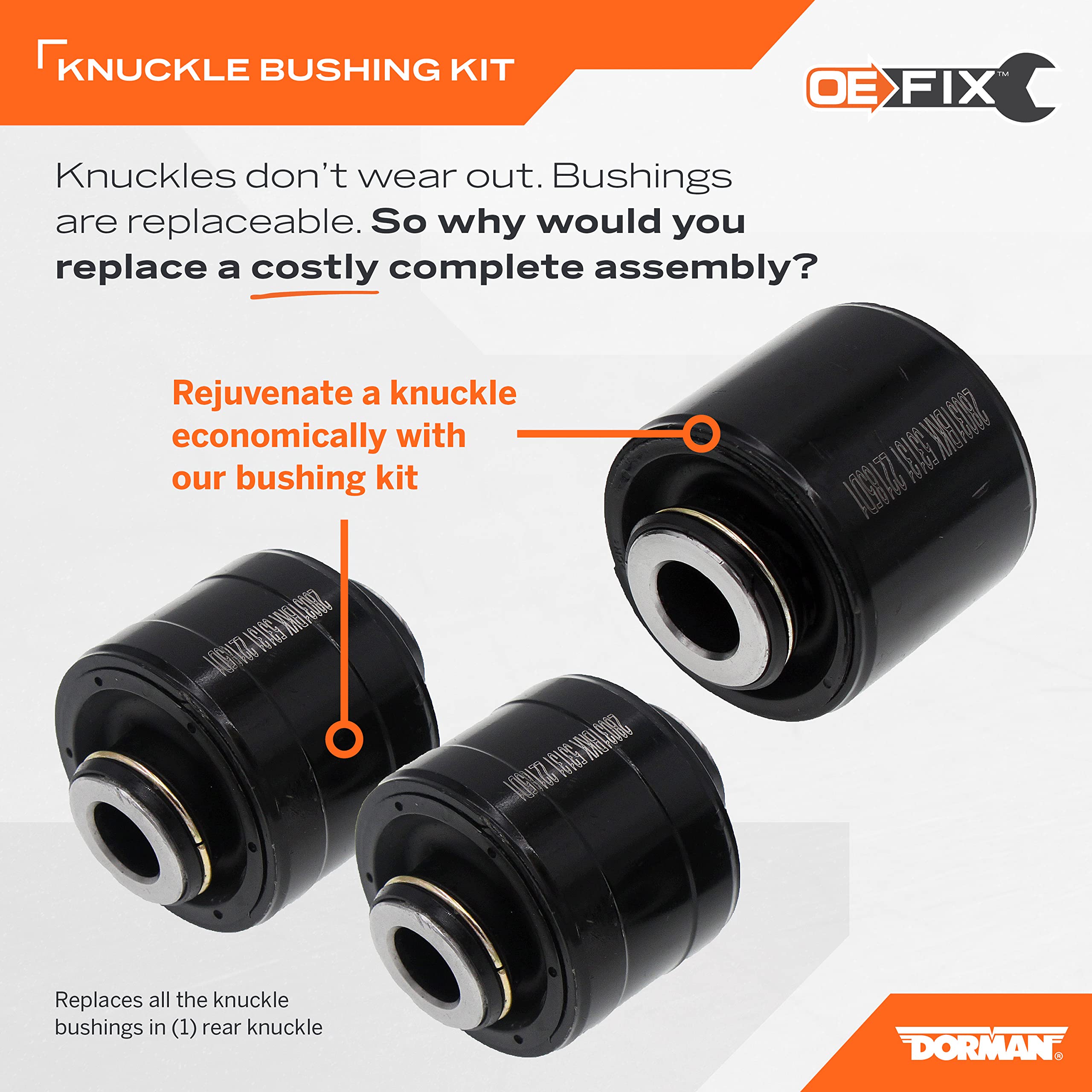 Dorman 540-168 Rear Suspension Knuckle Bushing Kit Compatible with Select Jeep Models (OE FIX)