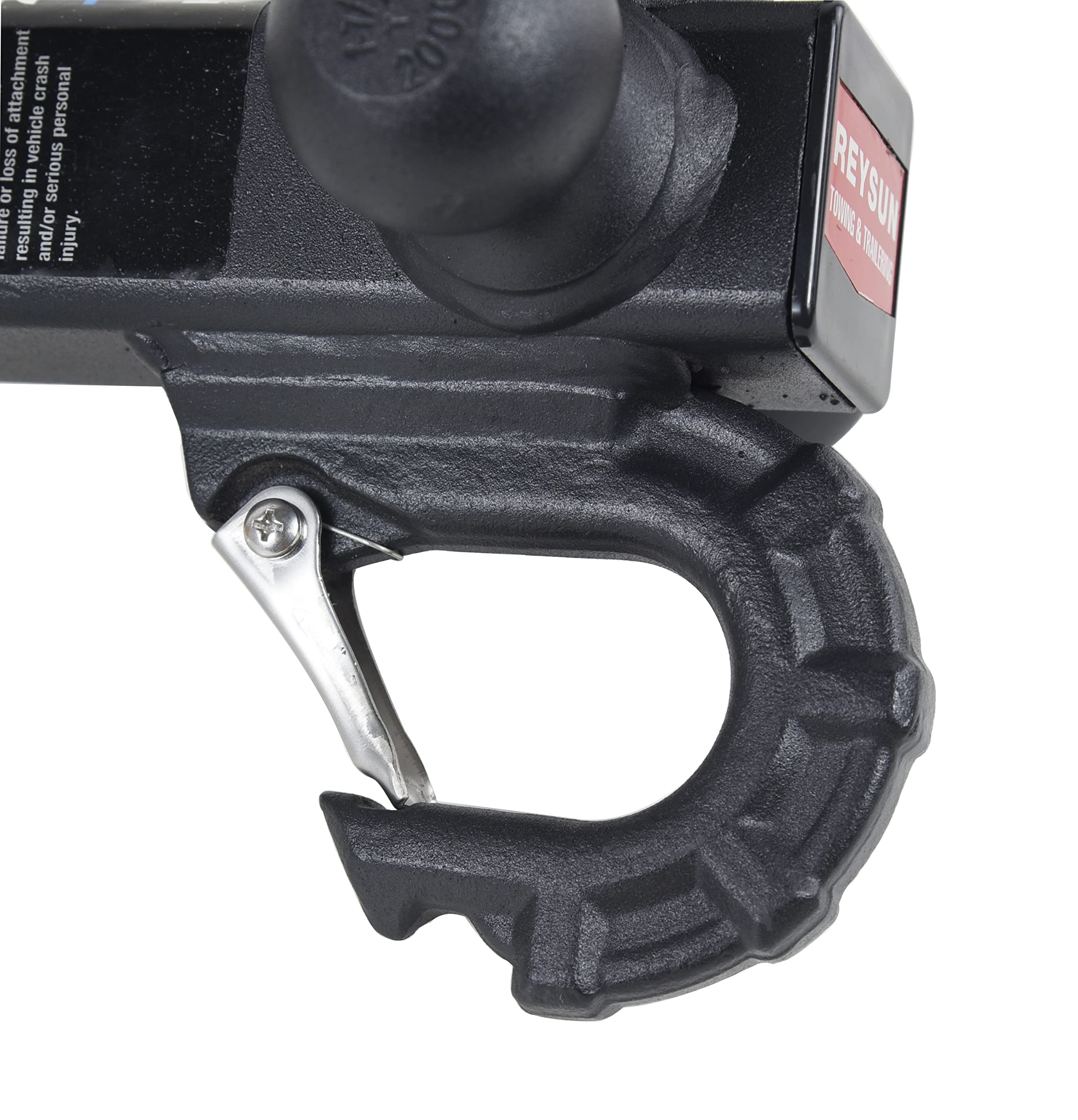 Reysun Trailer Hitch Tri Ball Mount With Hook, Tactical Tow Hook, Fits 2 Inch Hitch Receiver, Secure With Self-Lock Latch, Matt