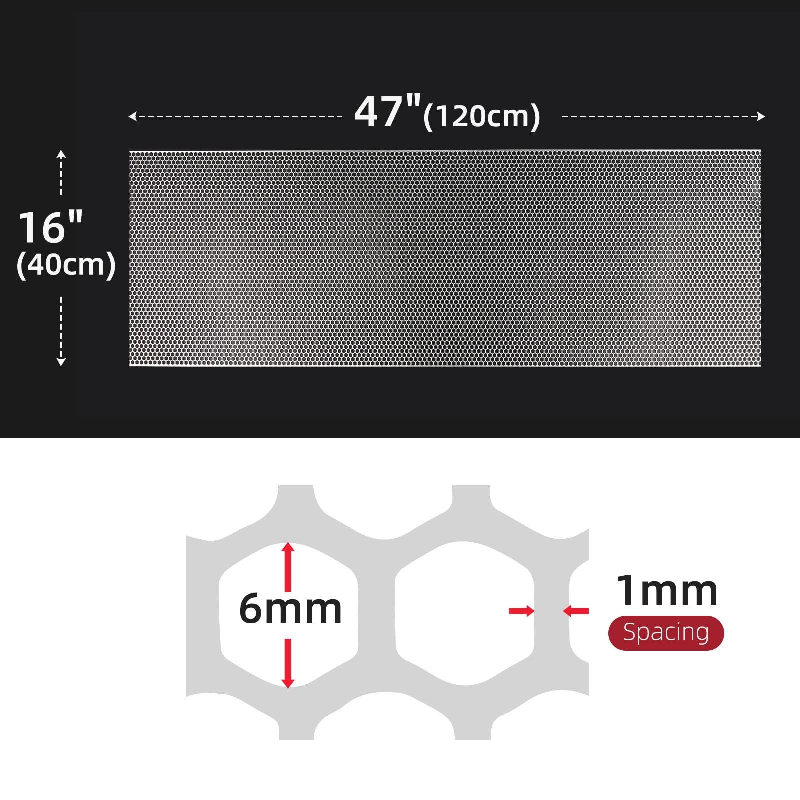 AggAuto Car Grill Insert - Aluminum Alloy, 47"x16", Silver, 6mm Honeycomb Design for Pickup Truck Racing
