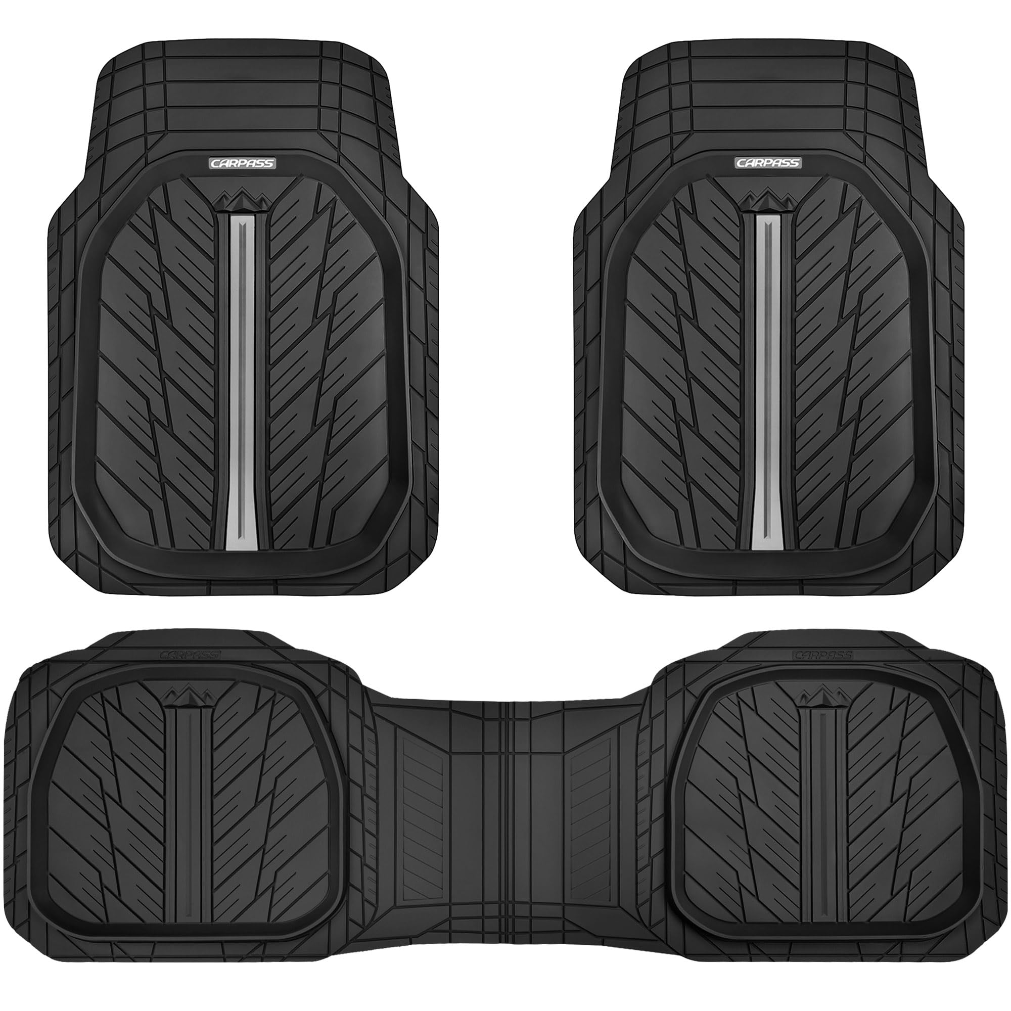 Car Pass Tire Tread Deepdish Rubber Floor Mats For Car Heavy Duty Car Mats All Weather, Universal Xl~M Trim To Fit For Truck Suv