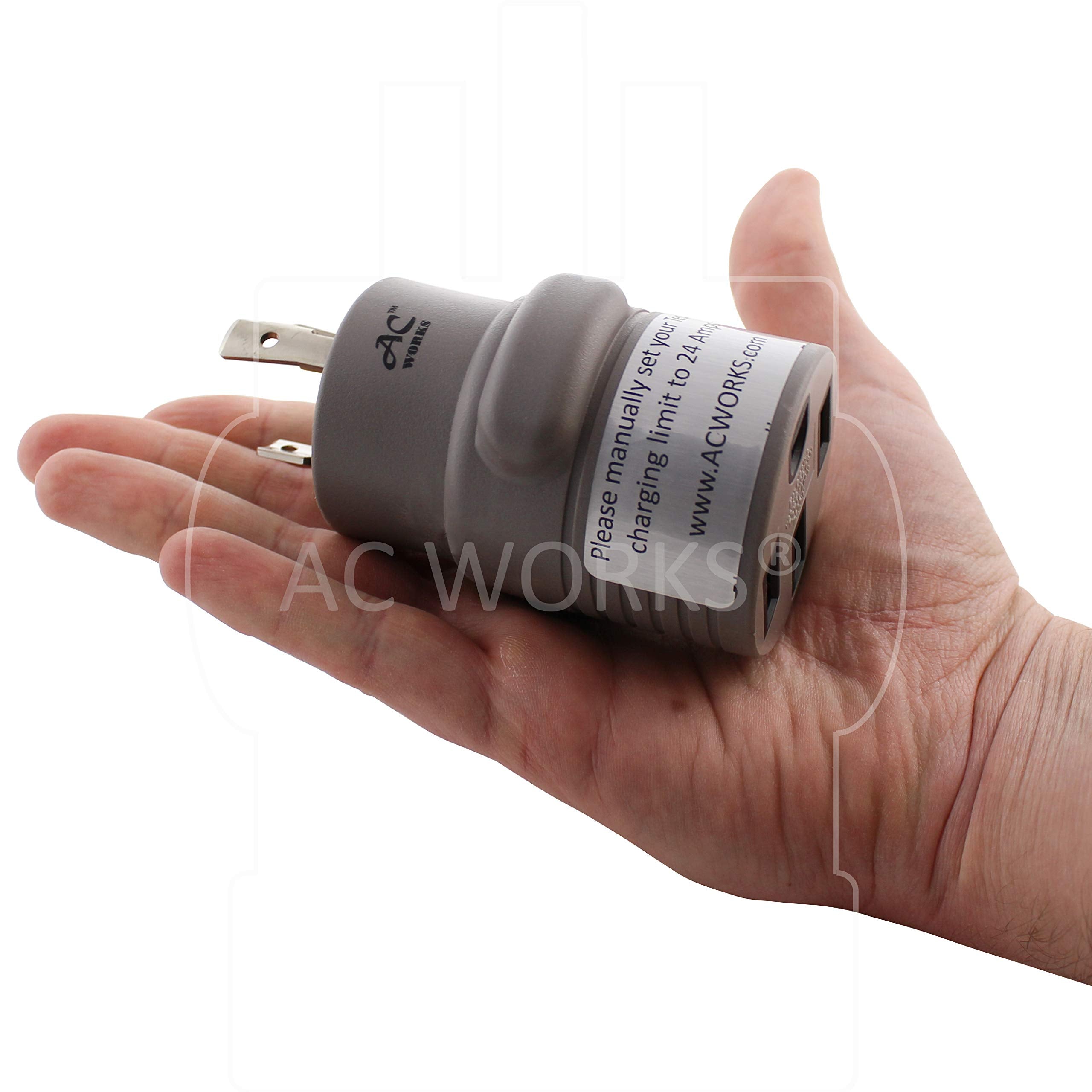 Ac Works Ev Charging Adapter For Tesla Use (L6-30 30A 250V 3-Prong To Tesla- Straight)