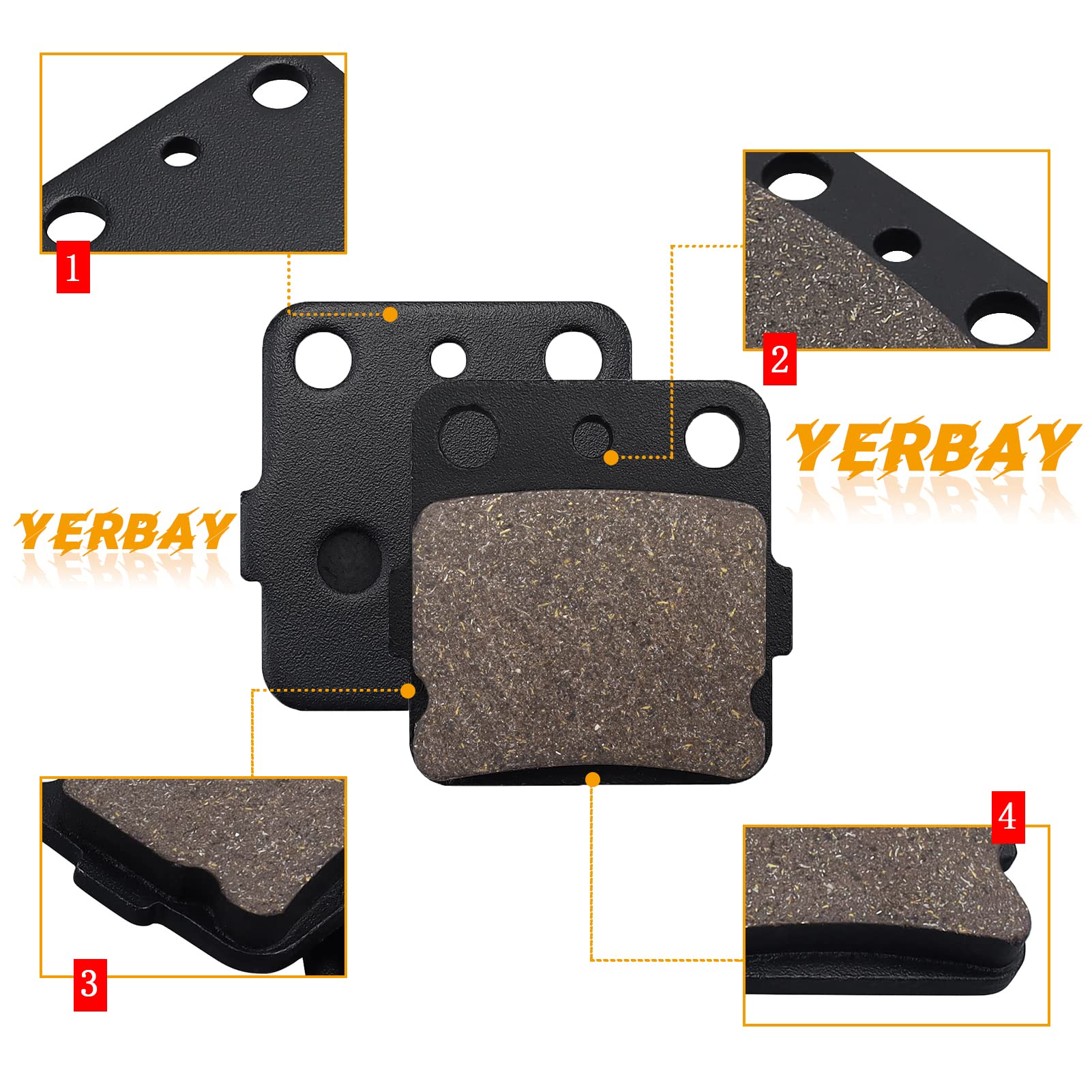 Motorcycle Rear Brake Pads Compatible For Yamaha Yfz350 Banshee Yfz 350 1987-2009 / Yfm350X Warrior 350 1987-2004