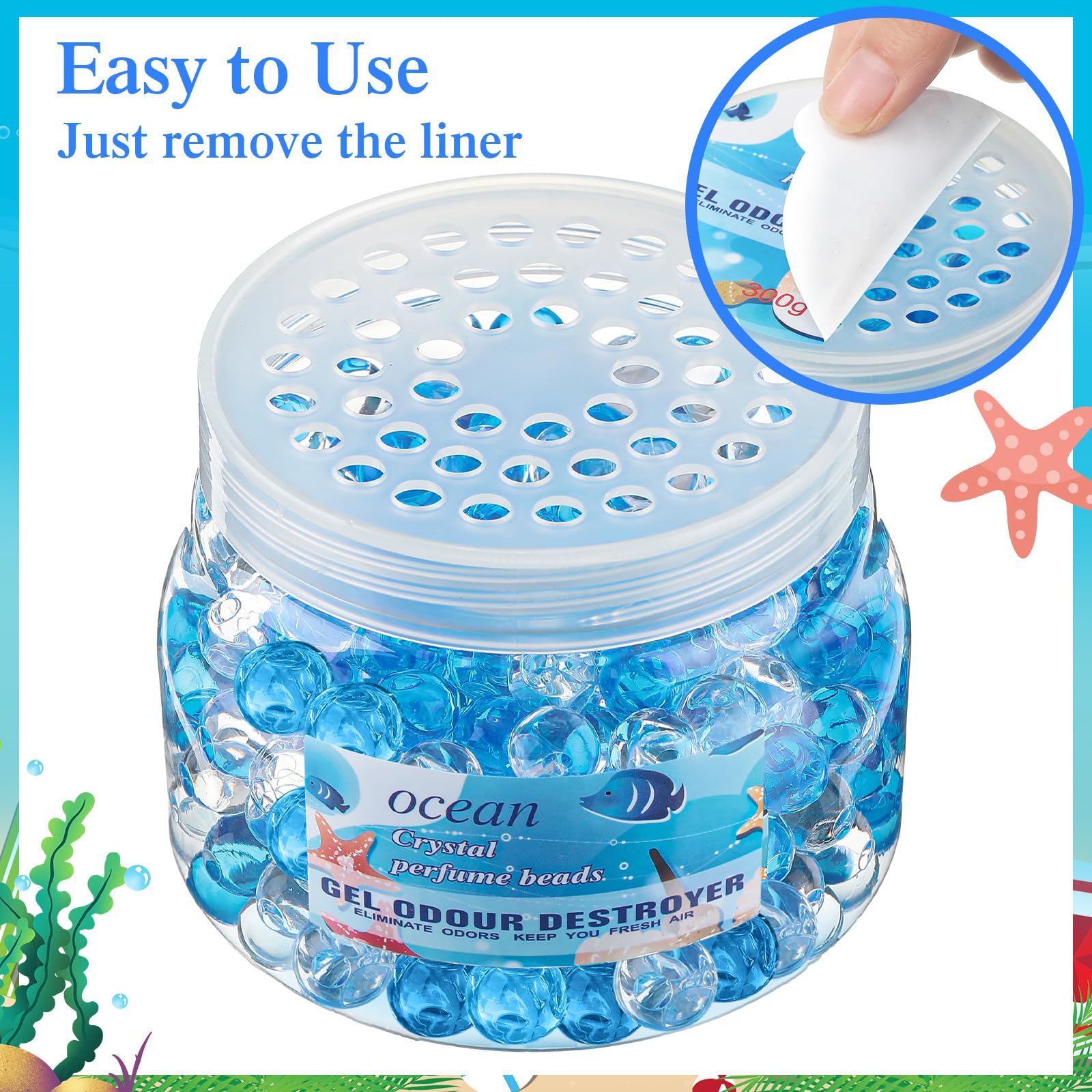 Timgle 12 Pack Odor Eliminator Gel Beads Bulk 10 Ounces Air Freshener Gel Beads Odor Eliminator for Home, Bathrooms, Cars, Boats