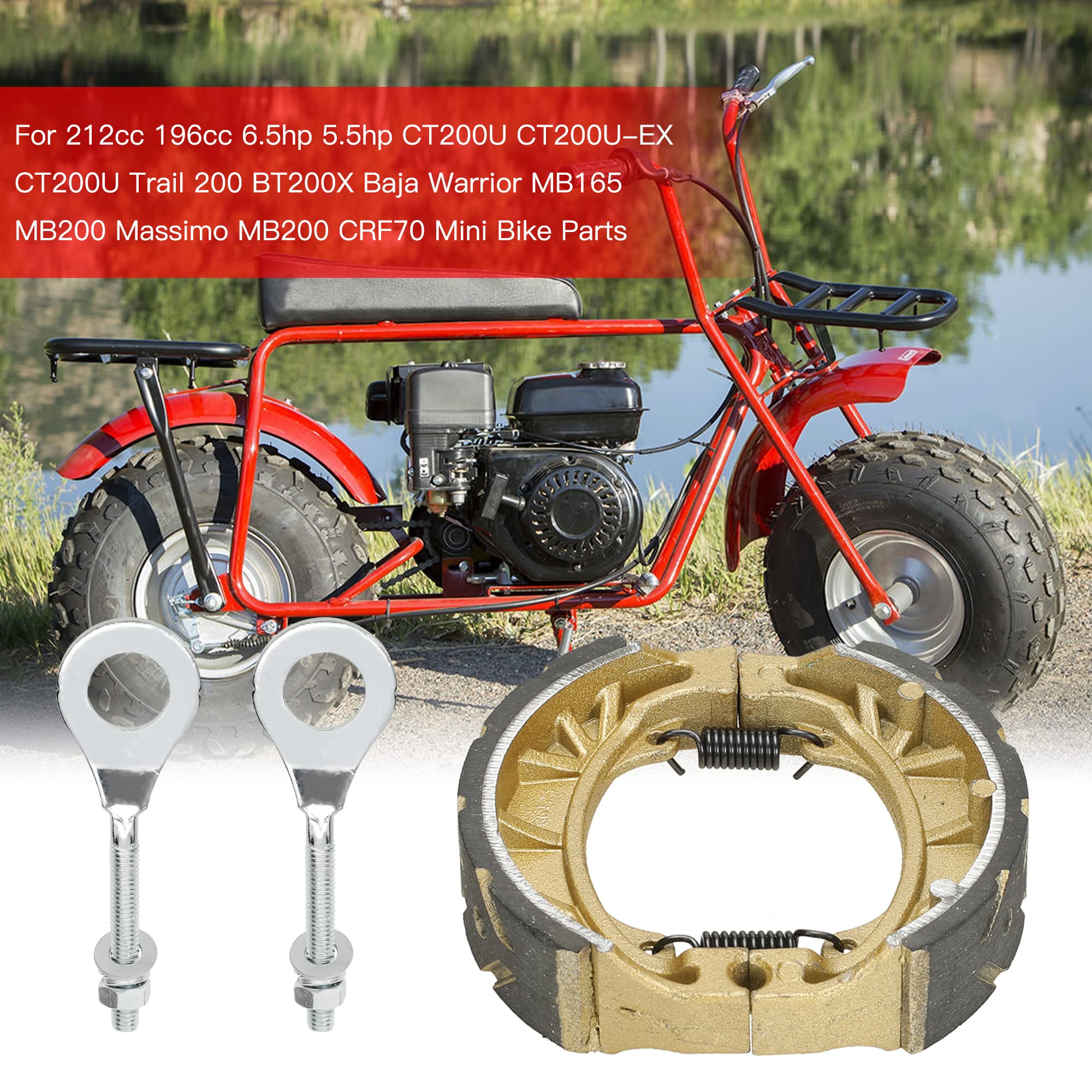 Grehua Cg125 105Mm Drum Brake Shoes Pads Chain Tensioner Adjuster Kit For 212Cc 196Cc 6.5Hp Coleman Bt200X Ct200U Trail 200 Ct20
