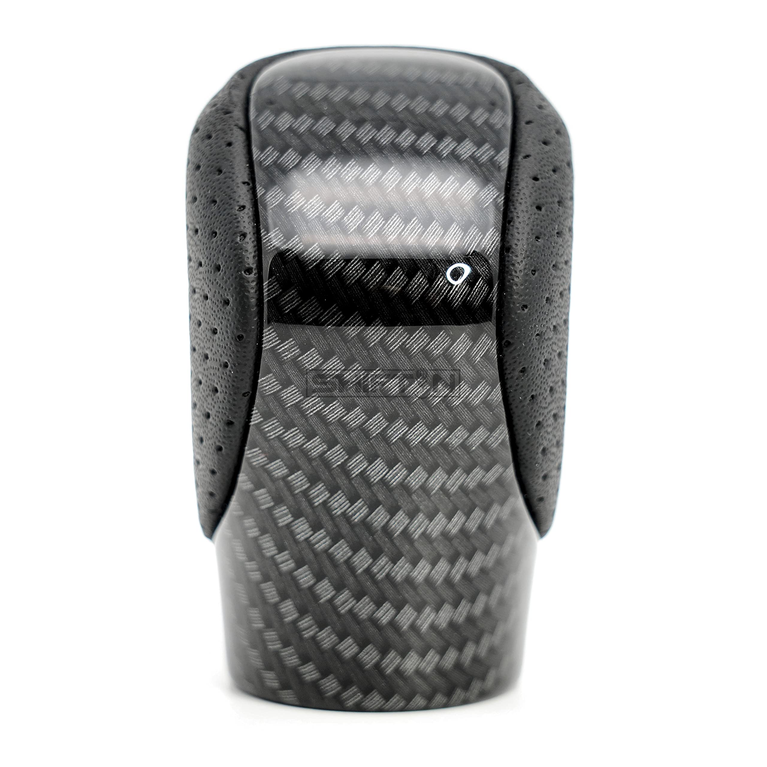 SHIFTIN Gear Shift Knob for Lexus ES GS GX NX RC RX - Punched Black Leather/Carbon Pattern, Model WZZp/WBPBp