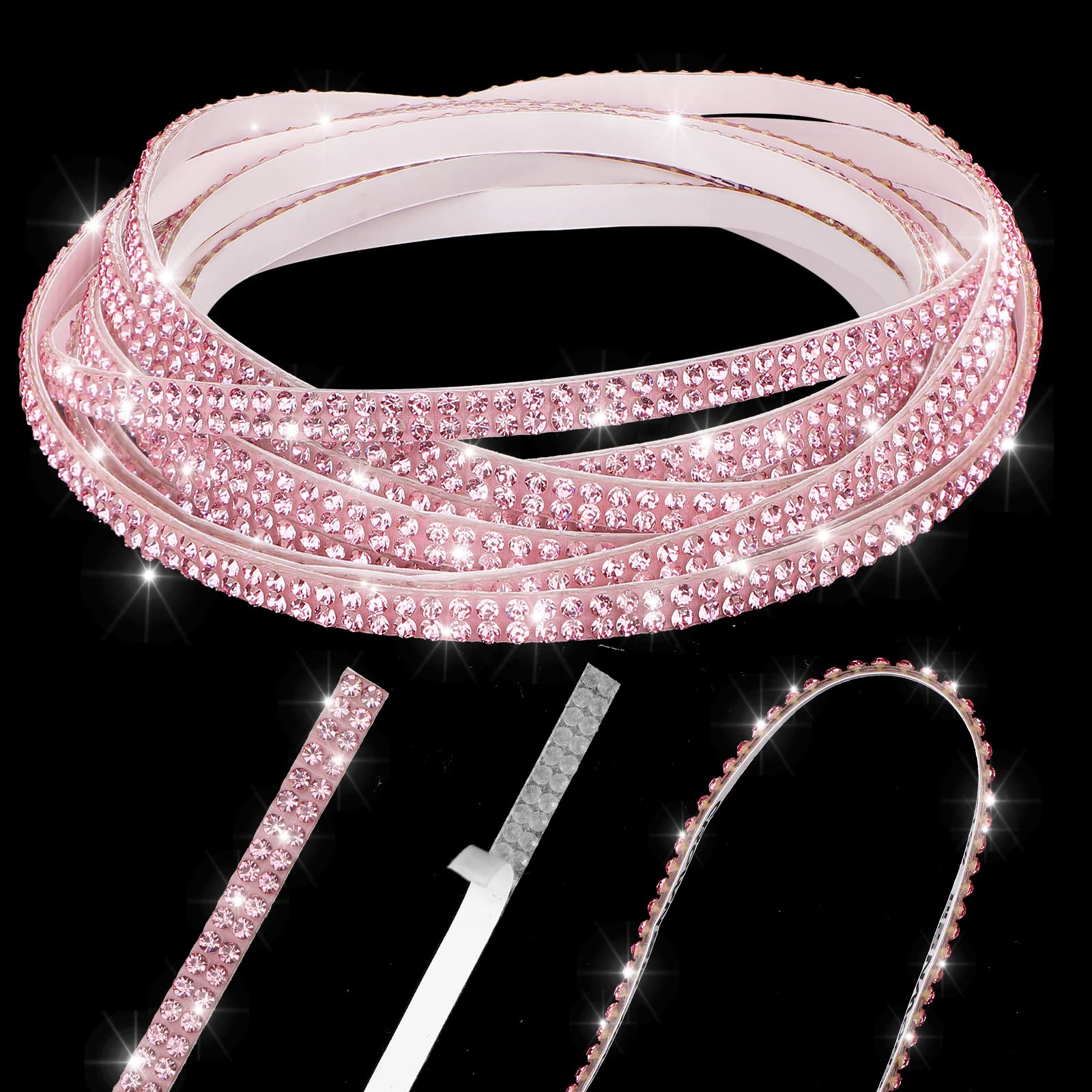 Kingdder 32.8Ft Bling Car Trim Self Adhesive Glitter Crystal Rhinestone Car Interior Exterior Accessories For Women Diy Line Mol