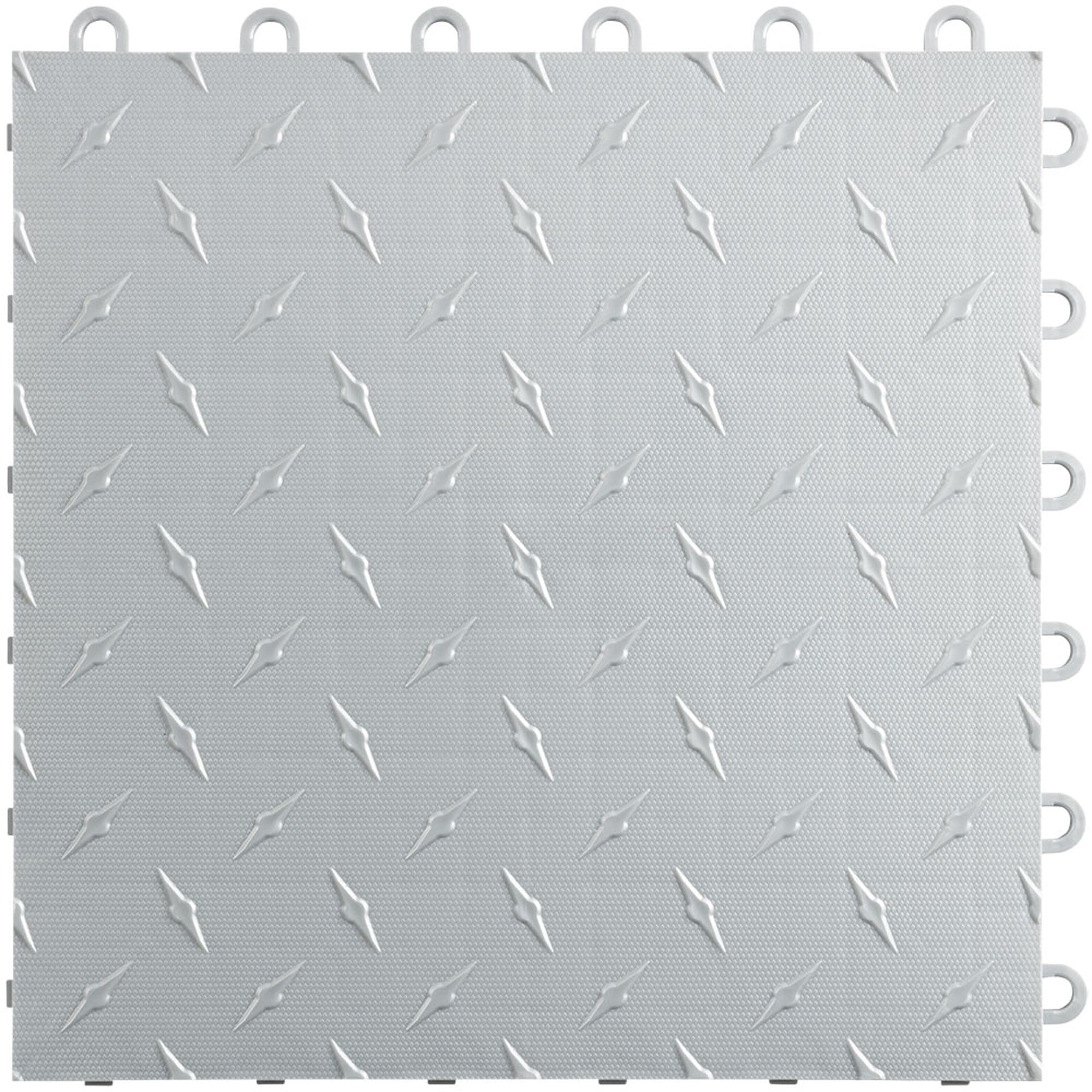 Speedway Diamond Interlocking Garage Floor Tiles 12 x 12-Inch, Silver, 50 Piece Set