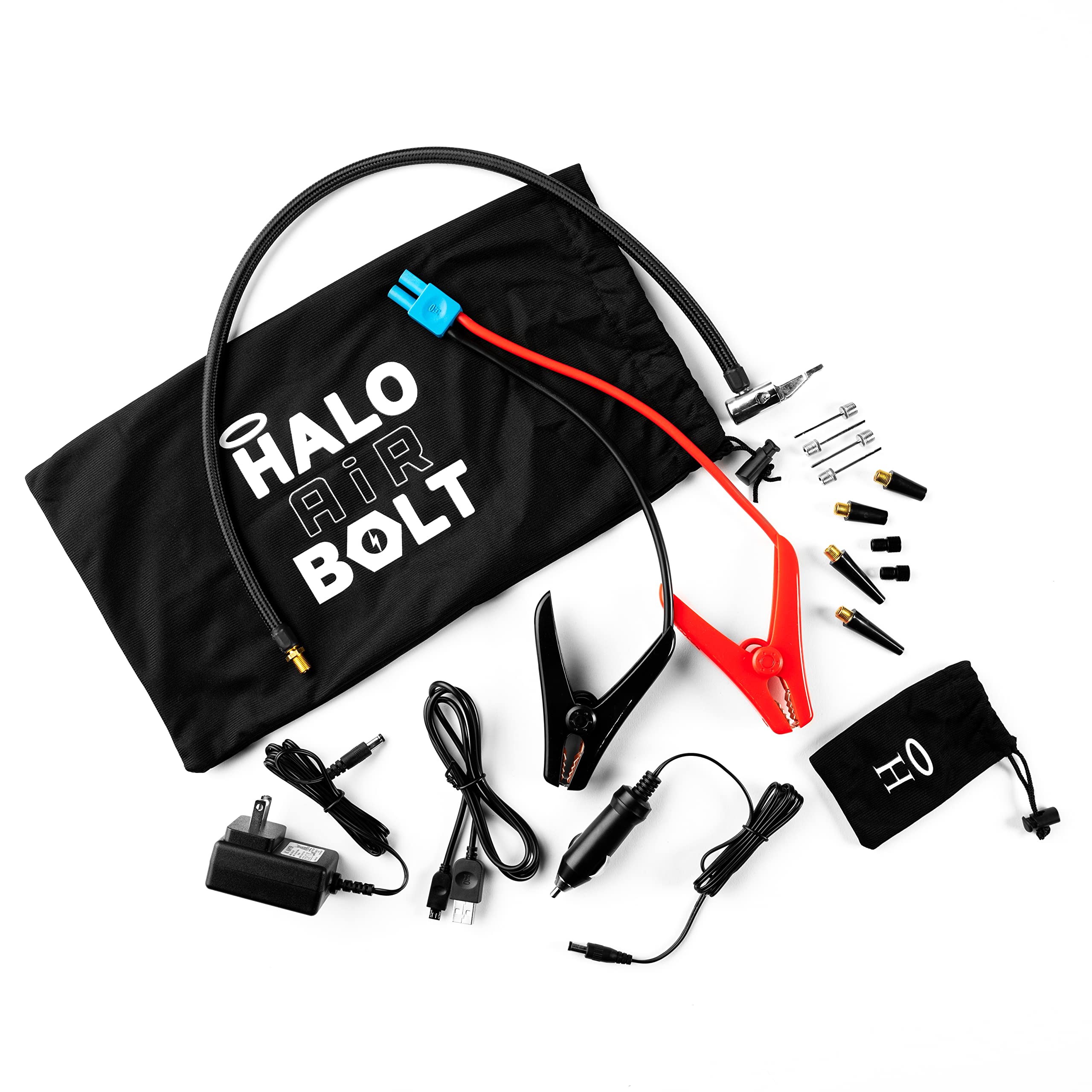 HALO Bolt Air 58830 Portable Car Jump Starter & Air Compressor, 100 PSI, USB Power Bank, Emergency Floodlight, Gray