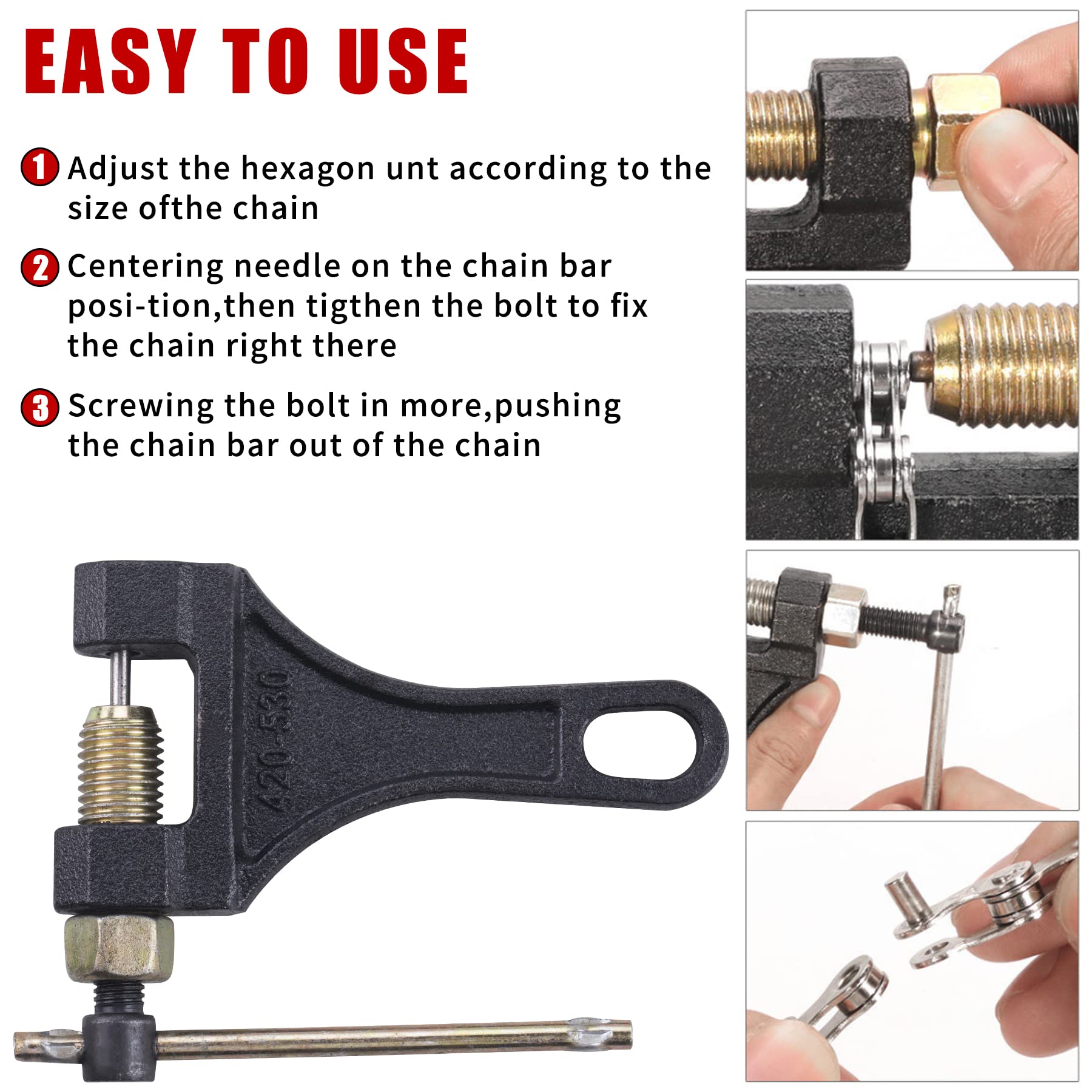 CNCMOTOK Chain Breaker Tool for Motorcycle ATV Quad Go Kart Dirt Pit Bike Scooter Bicycle Tractor Chain Break # 420, 428, 520, 5