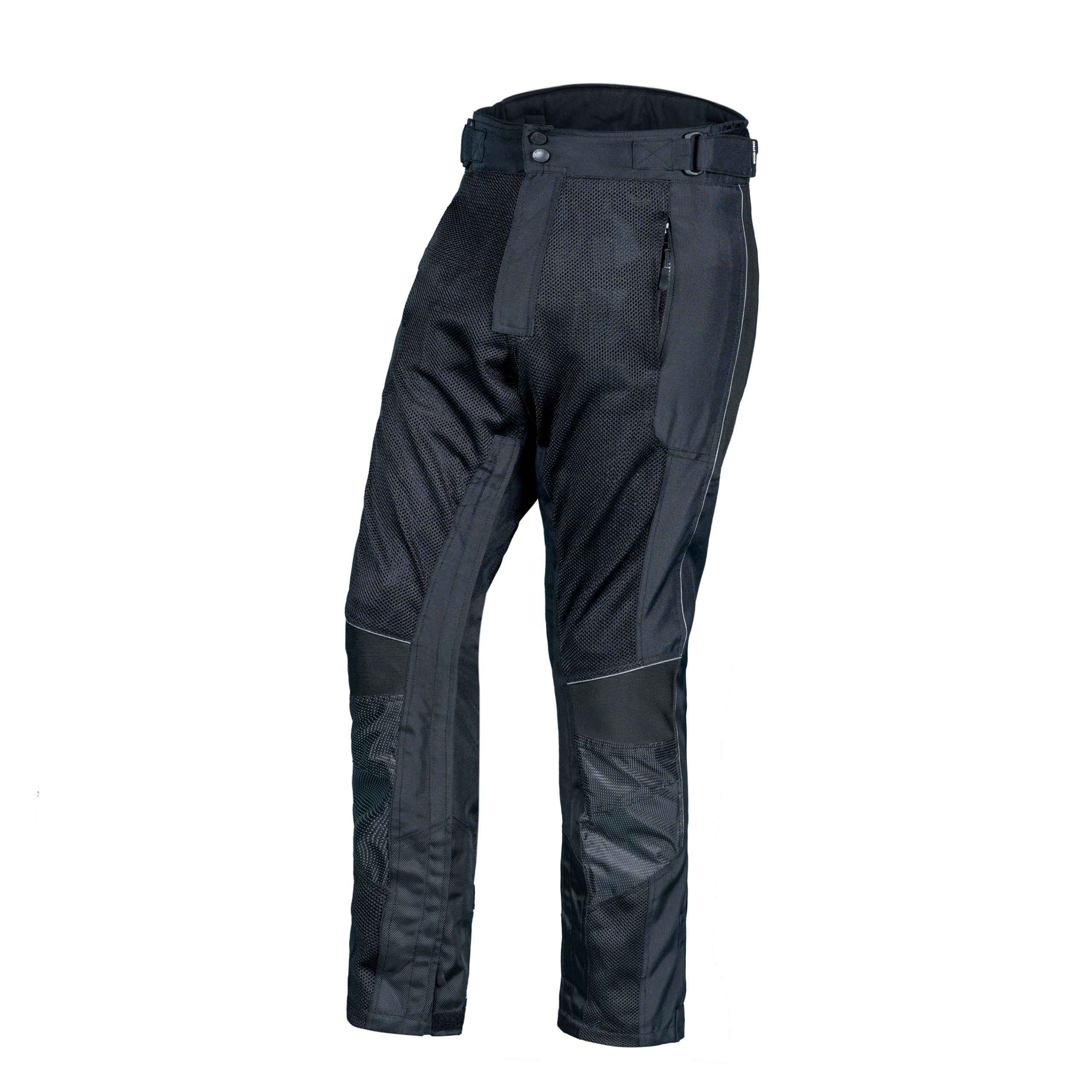 Mens Motorcycle Mesh Pants Full Leg Zipper Riding Pants powersports Protective Armored Adv CE Over The Boot Motocross Pants Blac