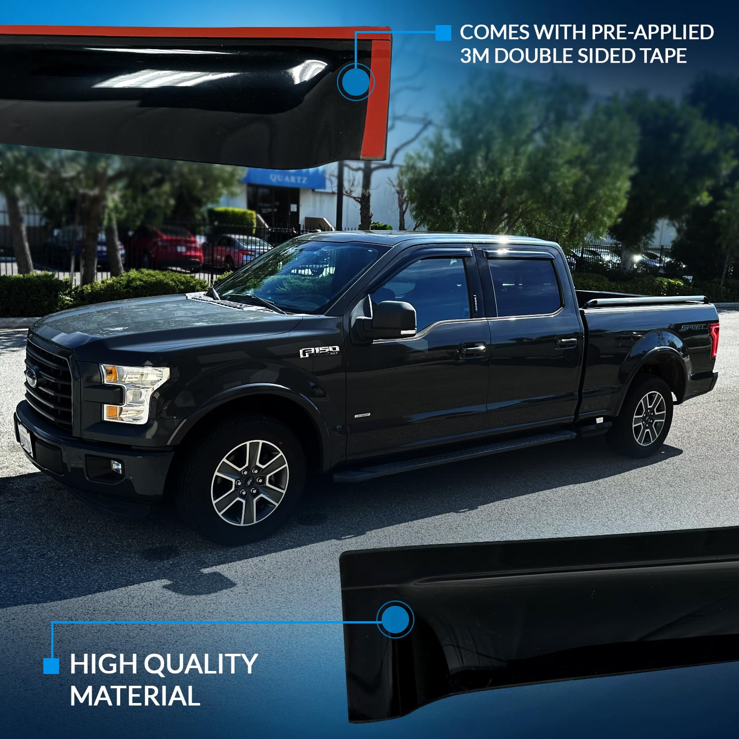 Outside Mount Car Window Rain Guards Compatible With Toyota Highlander 2020-2024 | Tape-On | Rain Shields Window Visor Window De