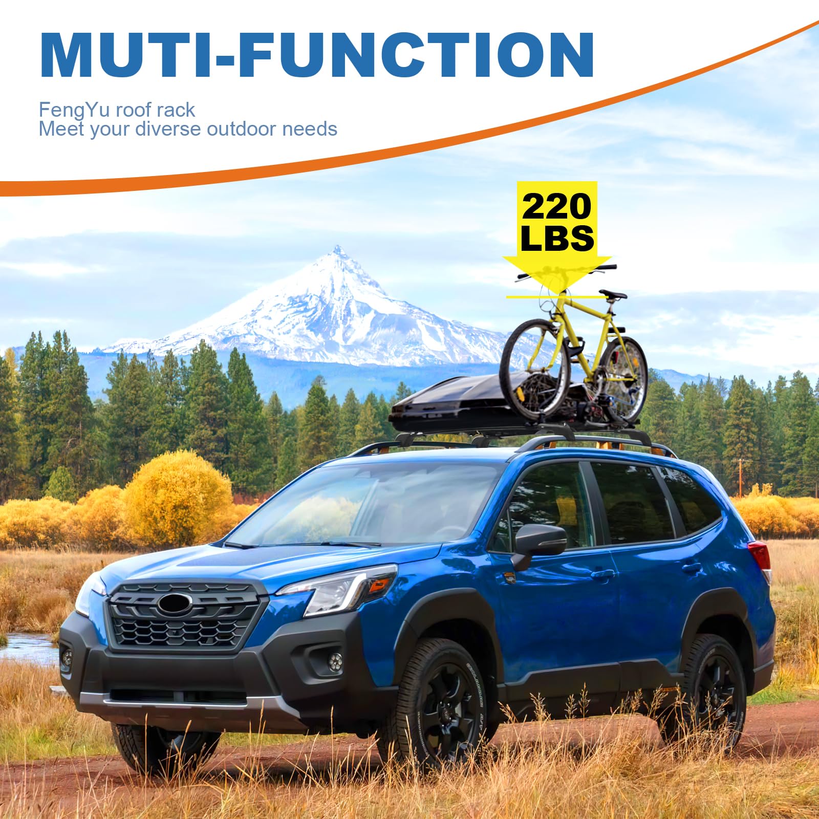 Fengyu Roof Rack Cross Bars 220Lb Compatible With Subaru Forester Wilderness 2022 2023 2024, Heavy Duty Lockable Aluminum Roof R