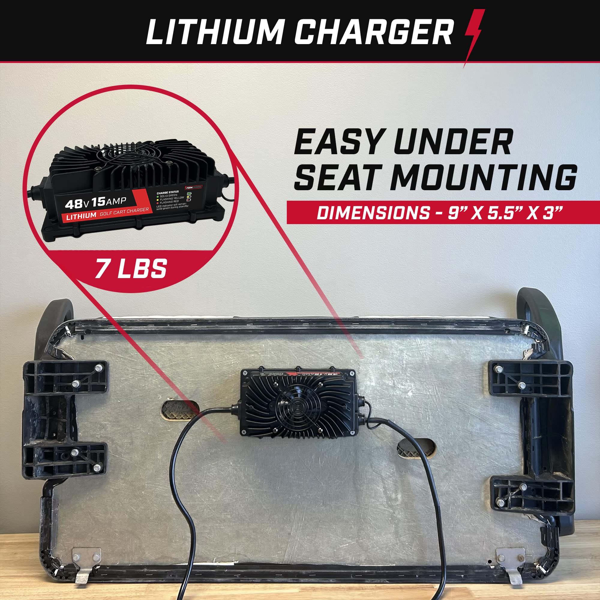 Form 15 Amp Lithium Onboard Battery Charger For 48 Volt Golf Carts