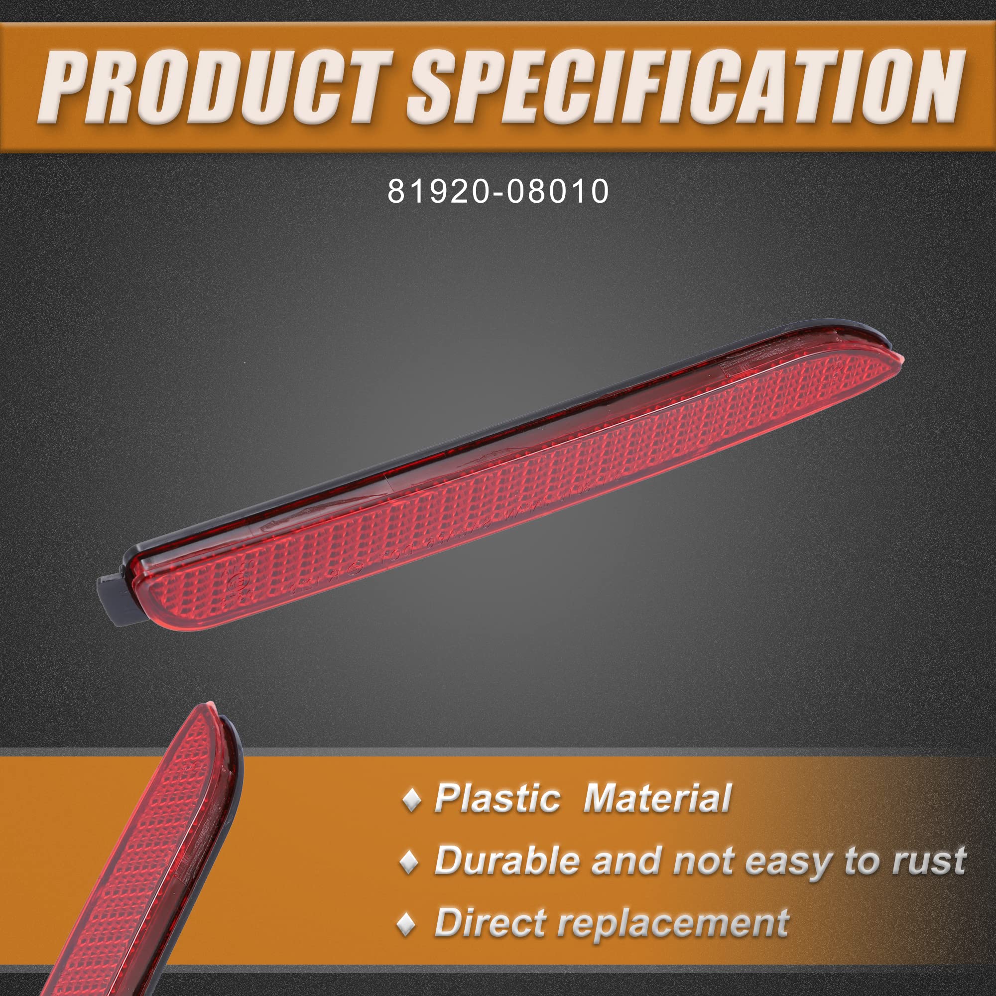 X Autohaux Rear Right Bumper Reflector Light Cover For Toyota Rav4 2019-2021 For Lexus Rc300 2016-2021 81910-08010 Red