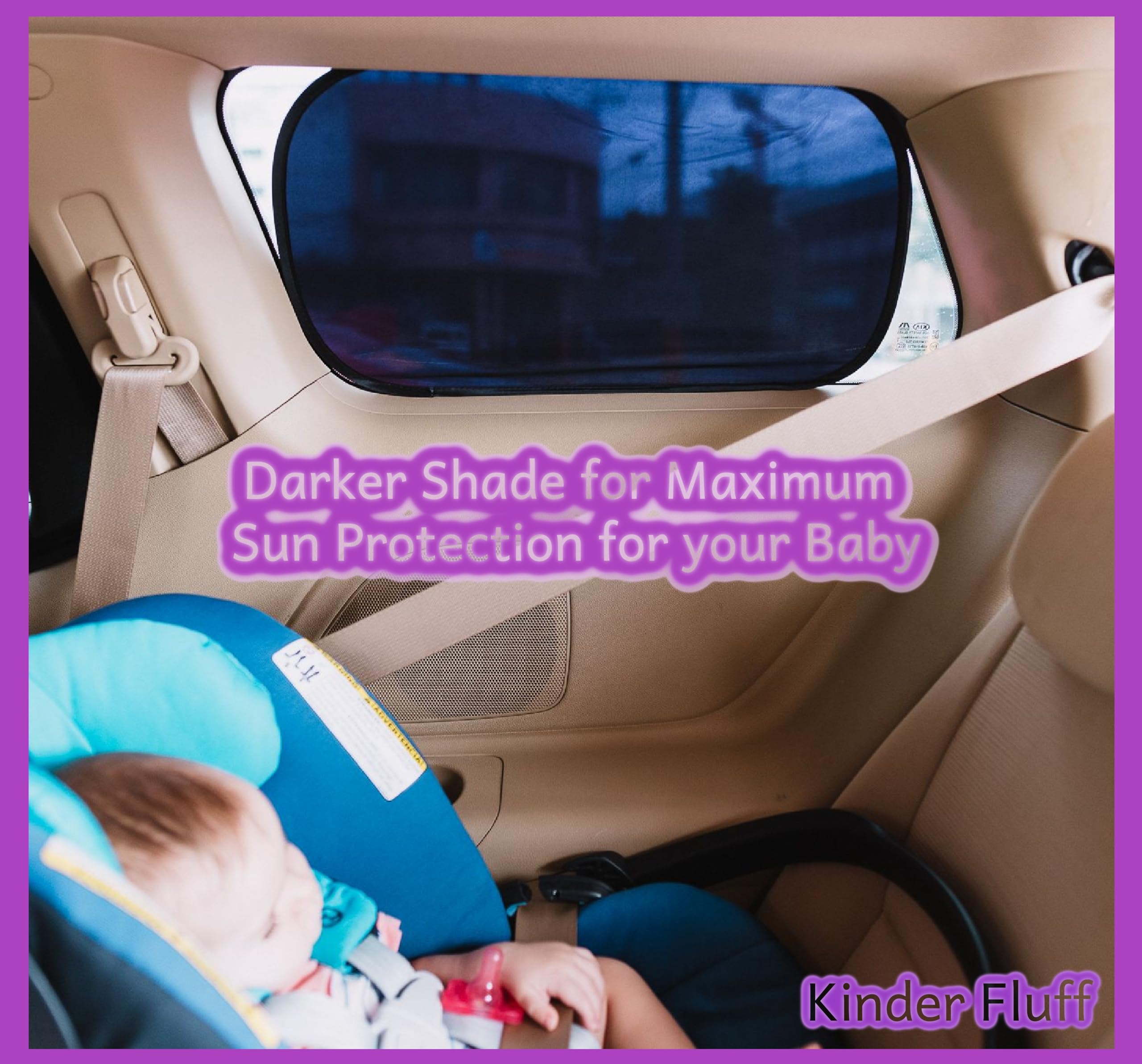 Kinder Fluff Car Window Shade (4Pack)-The Only Certified Cockpit & Car Window Sun Shade For Baby & Pilots Proven To Block 99.95%