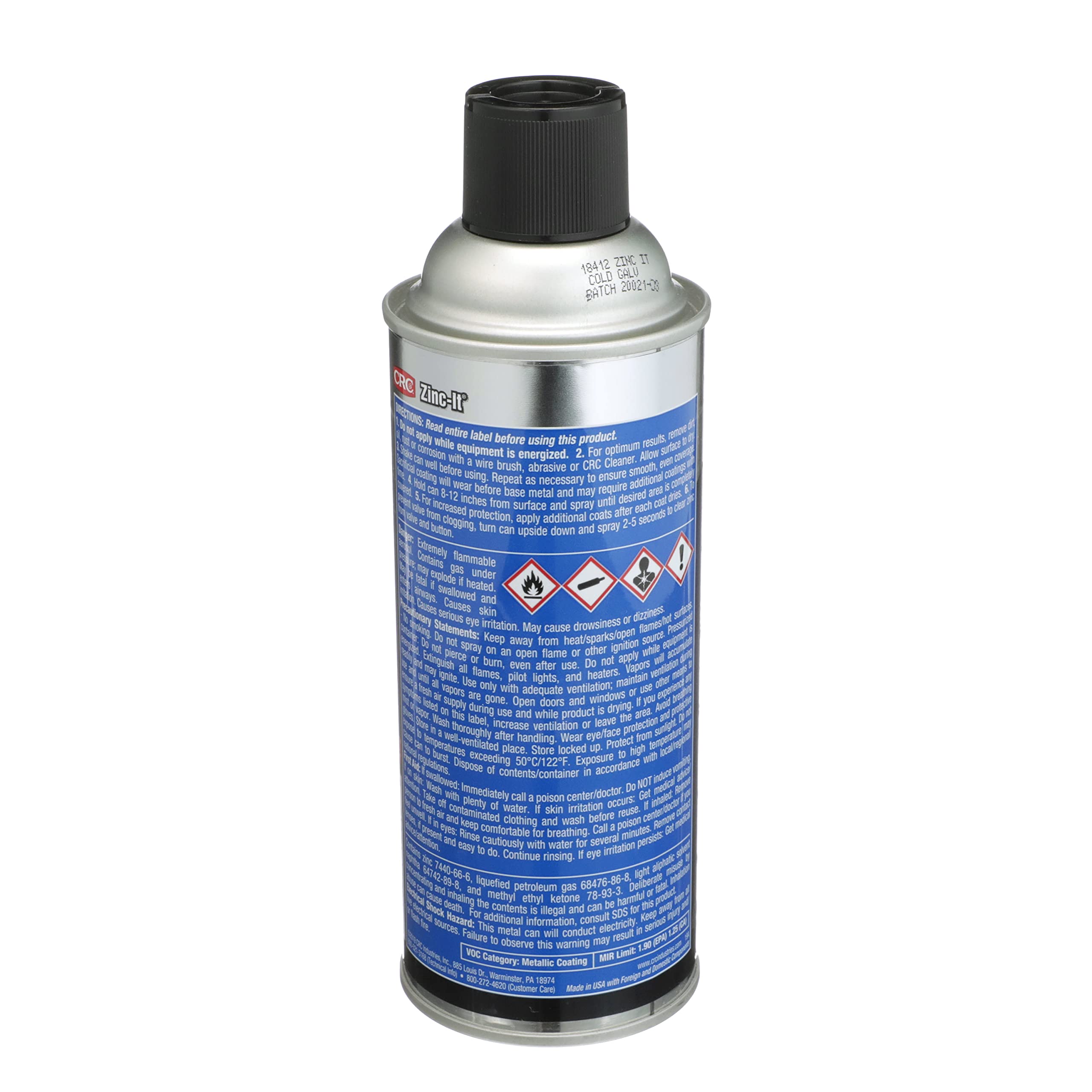 CRC Zinc-It Cold Galvanize Coating, Gray, 13 Oz, Rust & Corrosion-Resistant, Model 18412, Zinc Rich Quick-Dry Finish