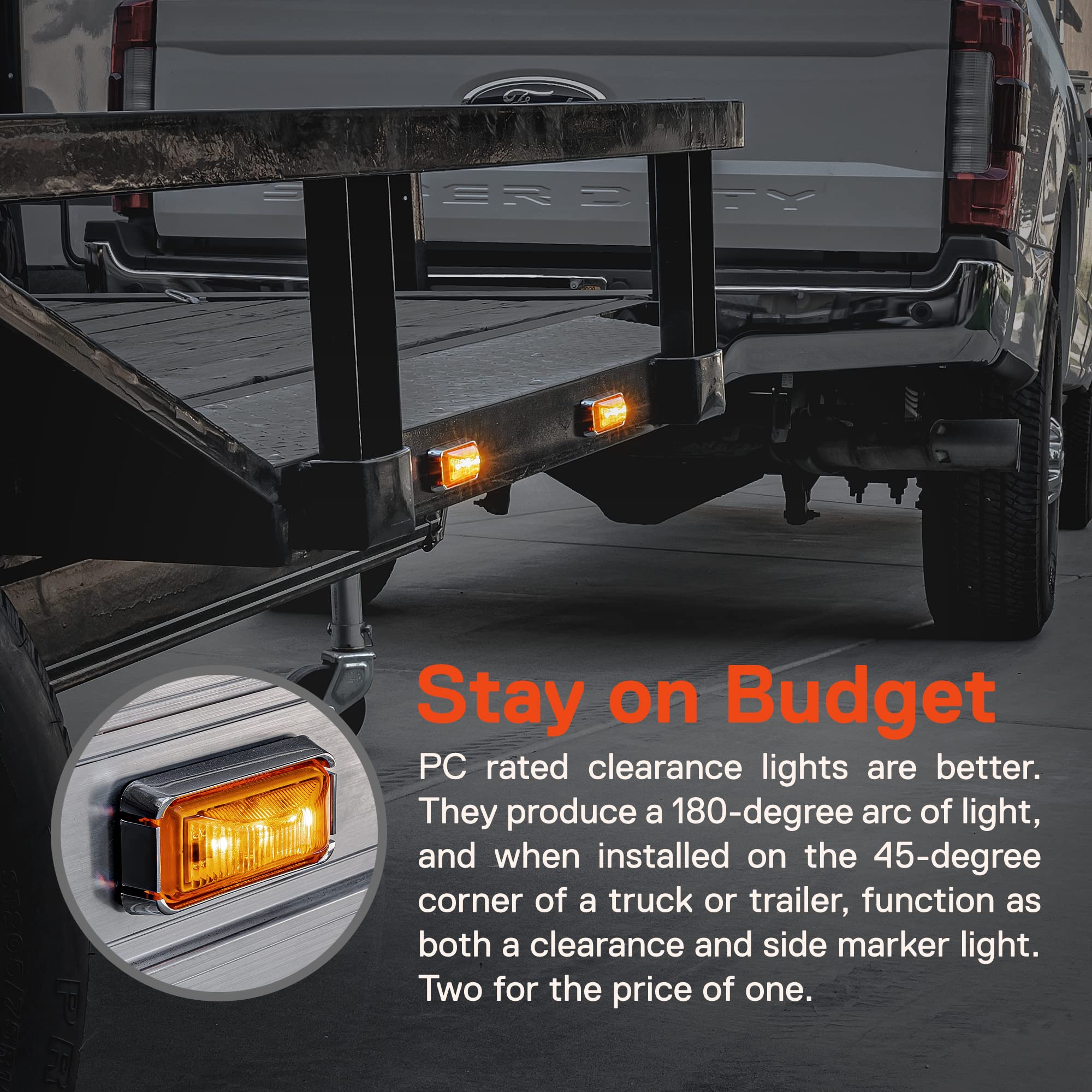 True Mods 2Pc 2.5'' Amber Led Trailer Marker Light W/Chrome Bezel [Dot Fmvss 108] [Sae P2Pc] [Surface Mount] [Waterproof Ip67] S