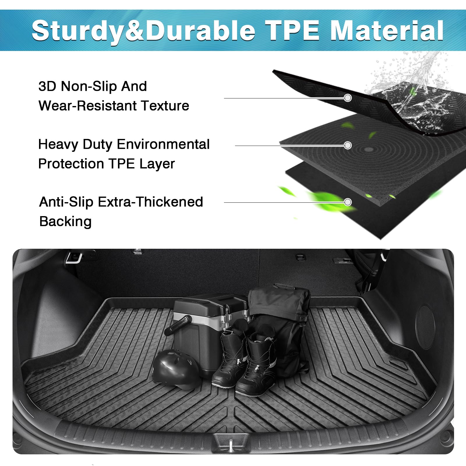 Mixsuper Cargo Liner for 2021-2026 Kia Seltos, All Weather TPE Mat, Black, Fits Models with Subwoofer, Custom Fit, Model Mixsuper1130
