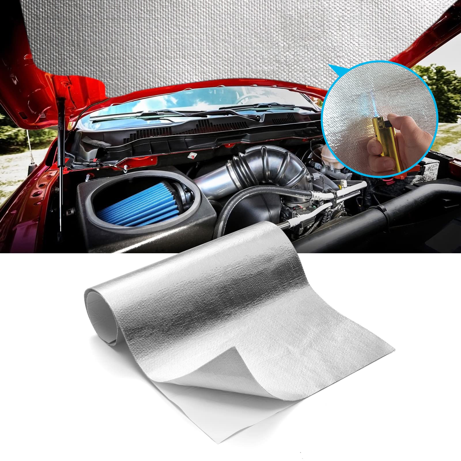 Flasld Aluminized Heat Shield Thermal Barrier Adhesive Backed Heat Blanket 24'' X 40'', Capable Of Reducing Up To 90% Of Radiant