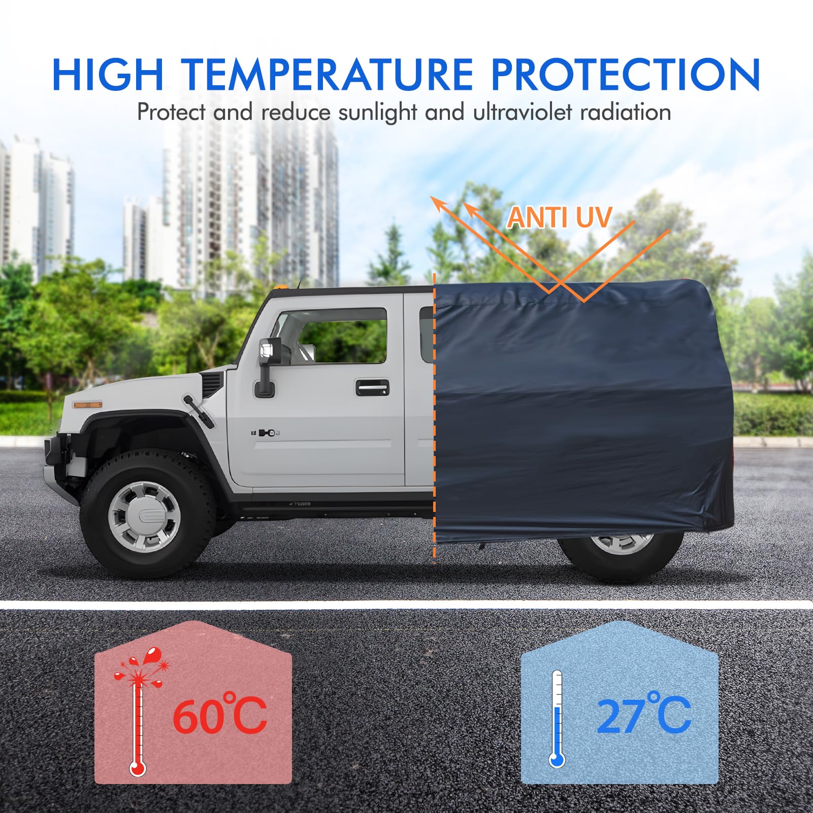 Car Cover Waterproof 4 Door, All Weather For Automobiles, Outdoor Full Exterior Cover Rain Sun Uv Snowproof Protection With Zipp