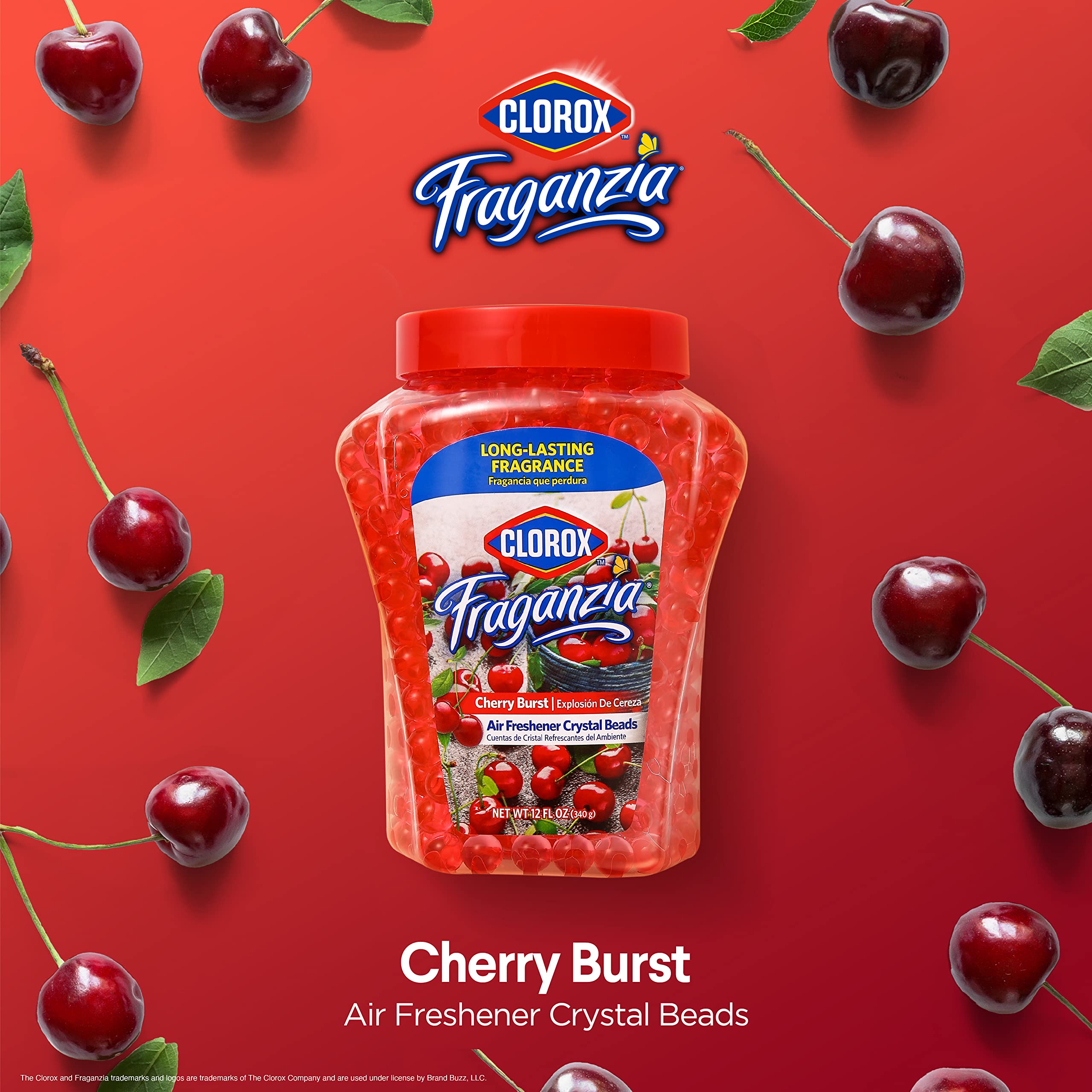 Clorox Fraganzia Air Freshener Beads - Sweet Rosewater, Lavender, Cherry Burst, 12oz Jars, Triple Pack for Home and Office Scenting