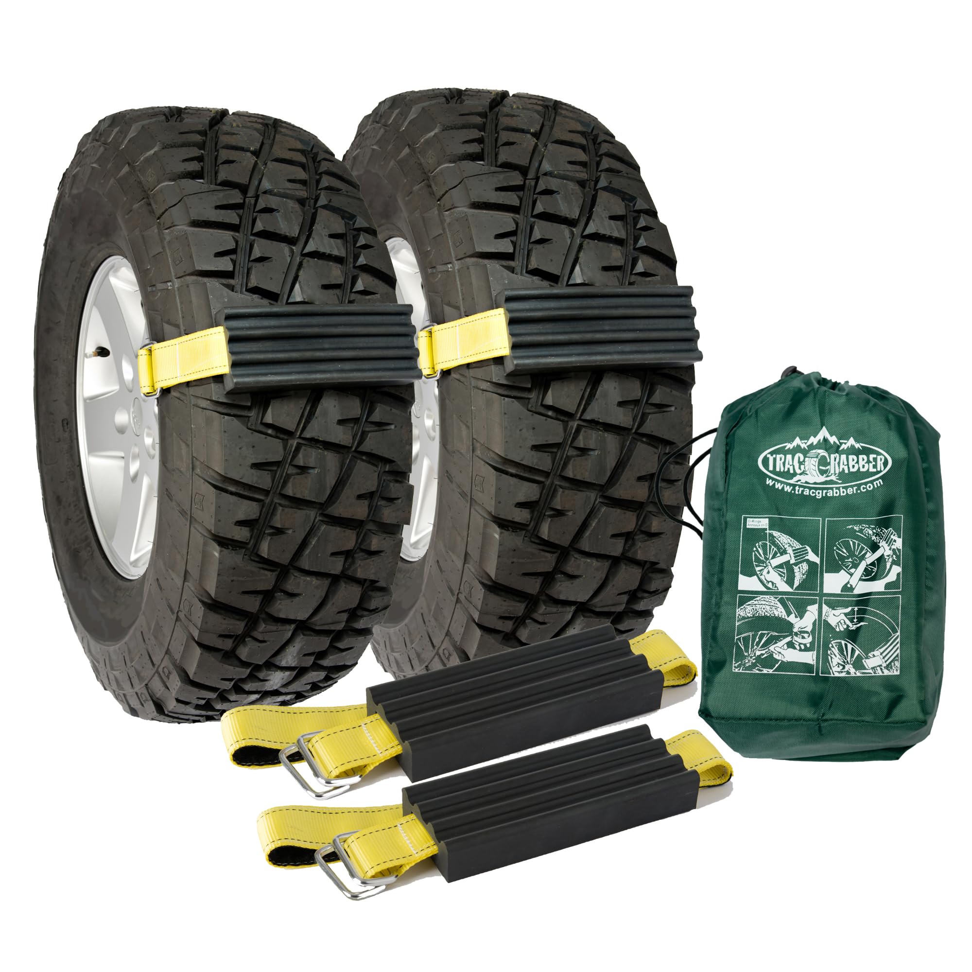 TRACGRABBER Tire Traction Device for Trucks & Large SUVs, Set of 2 -Made in the USA, Anti Skid Emergency Tire Straps to Get Unst