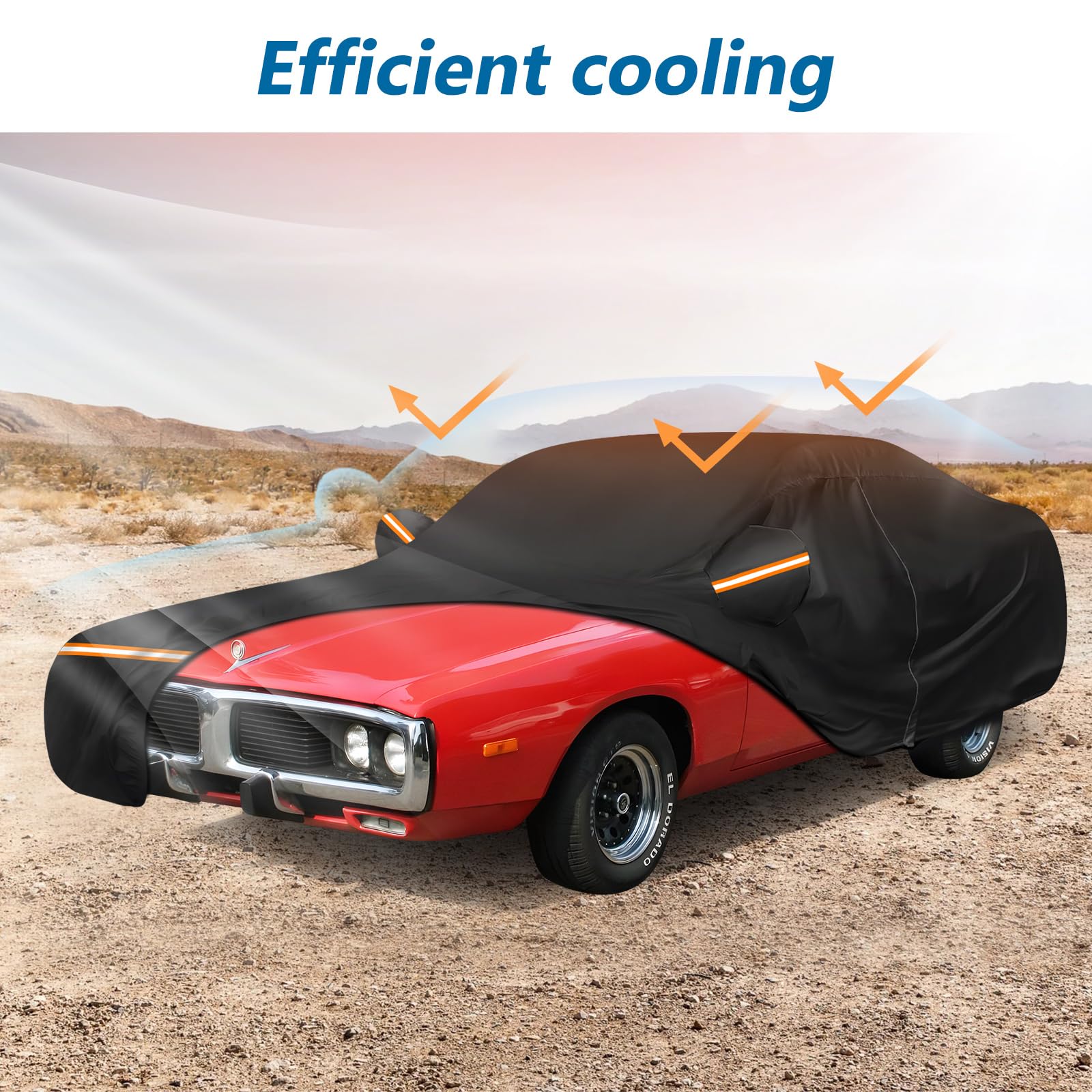 BIGACOVER Car Cover for Dodge Charger 1968-1974, Waterproof Heavy Duty 210D Oxford Cloth, Black, All Weather Protection