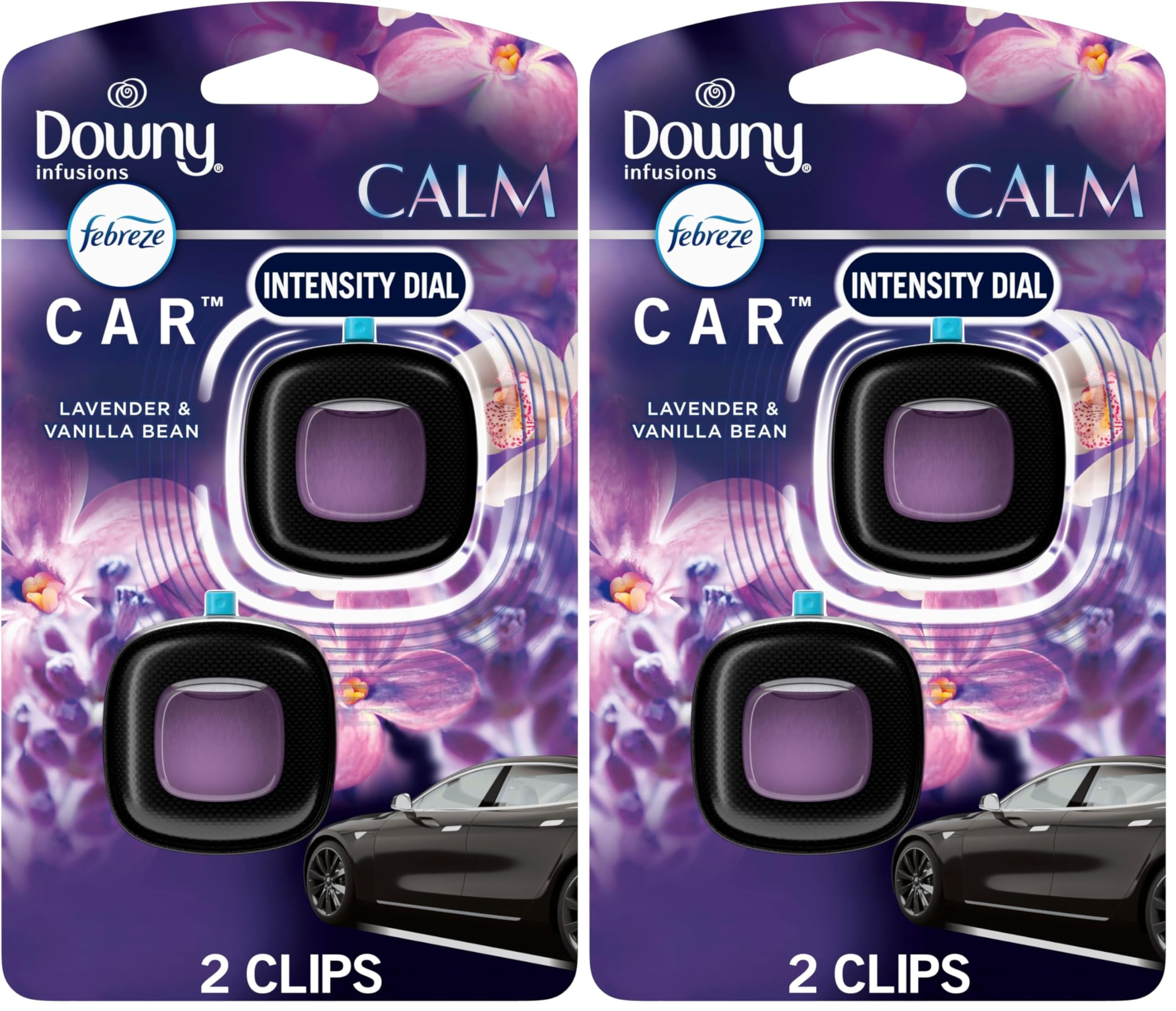 Febreze Car Vent Clip, Downy Calm Scent, 0.13 oz Total, (Pack of 4)