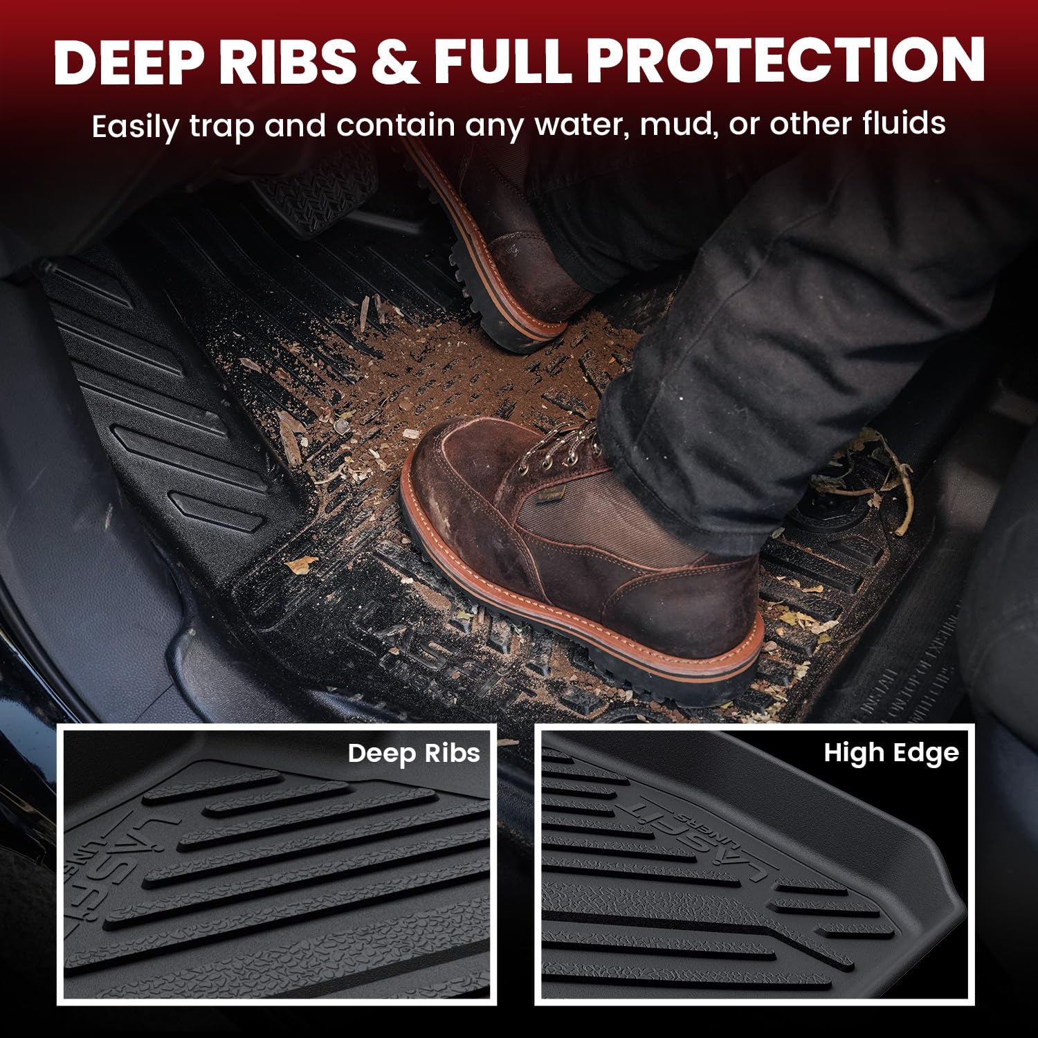 Lasfit Floor Mats & Trunk Mat For Dodge Charger 2011-2023 Awd, For Chrysler 300 2011-2023 Awd, Fit Without Subwoofer, All Weathe