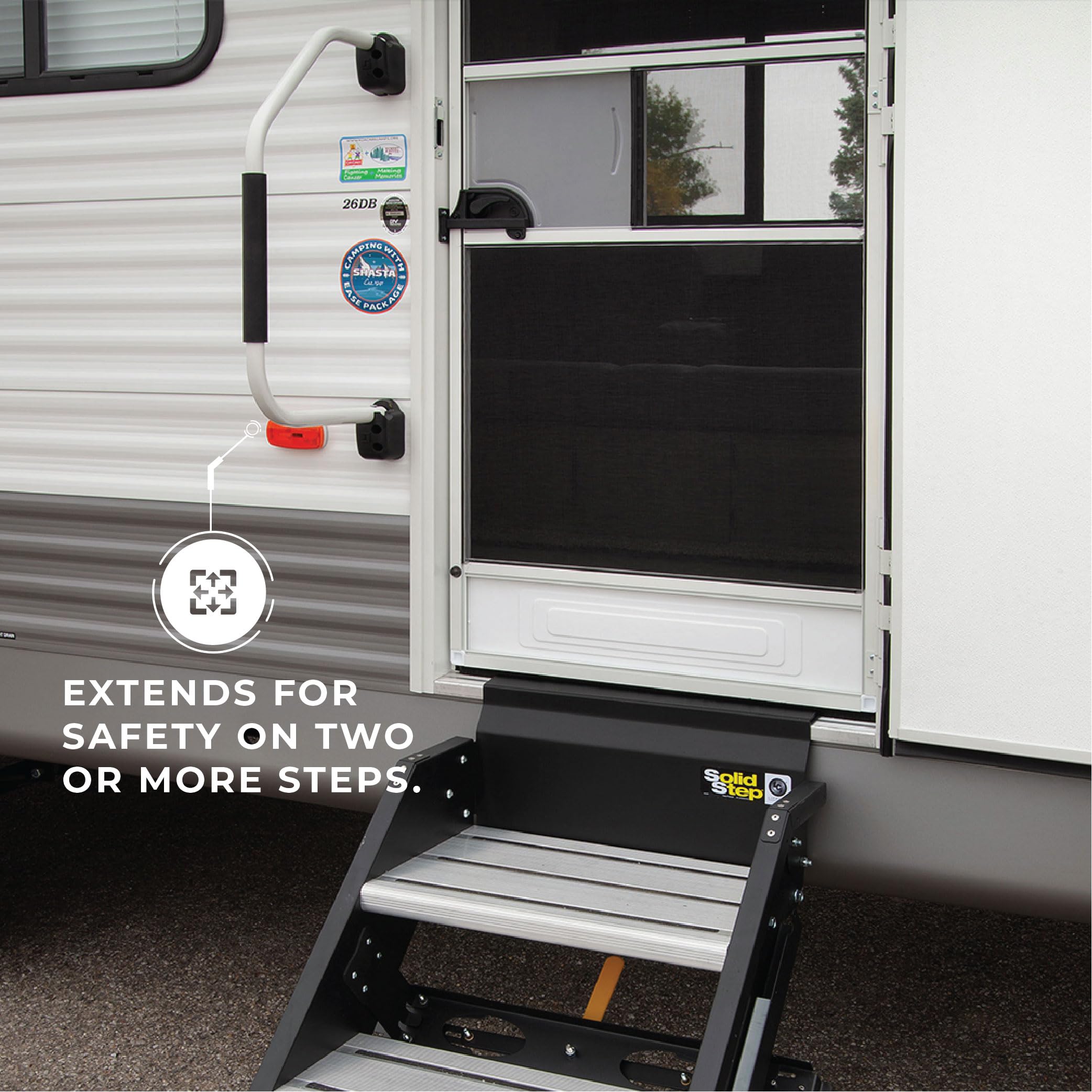 Manufacturers' Select Stow & Go Folding Assist Handle, Black, Aluminum, Model 86472, Comfort-Padded for RVs, 5th Wheels, Trailers