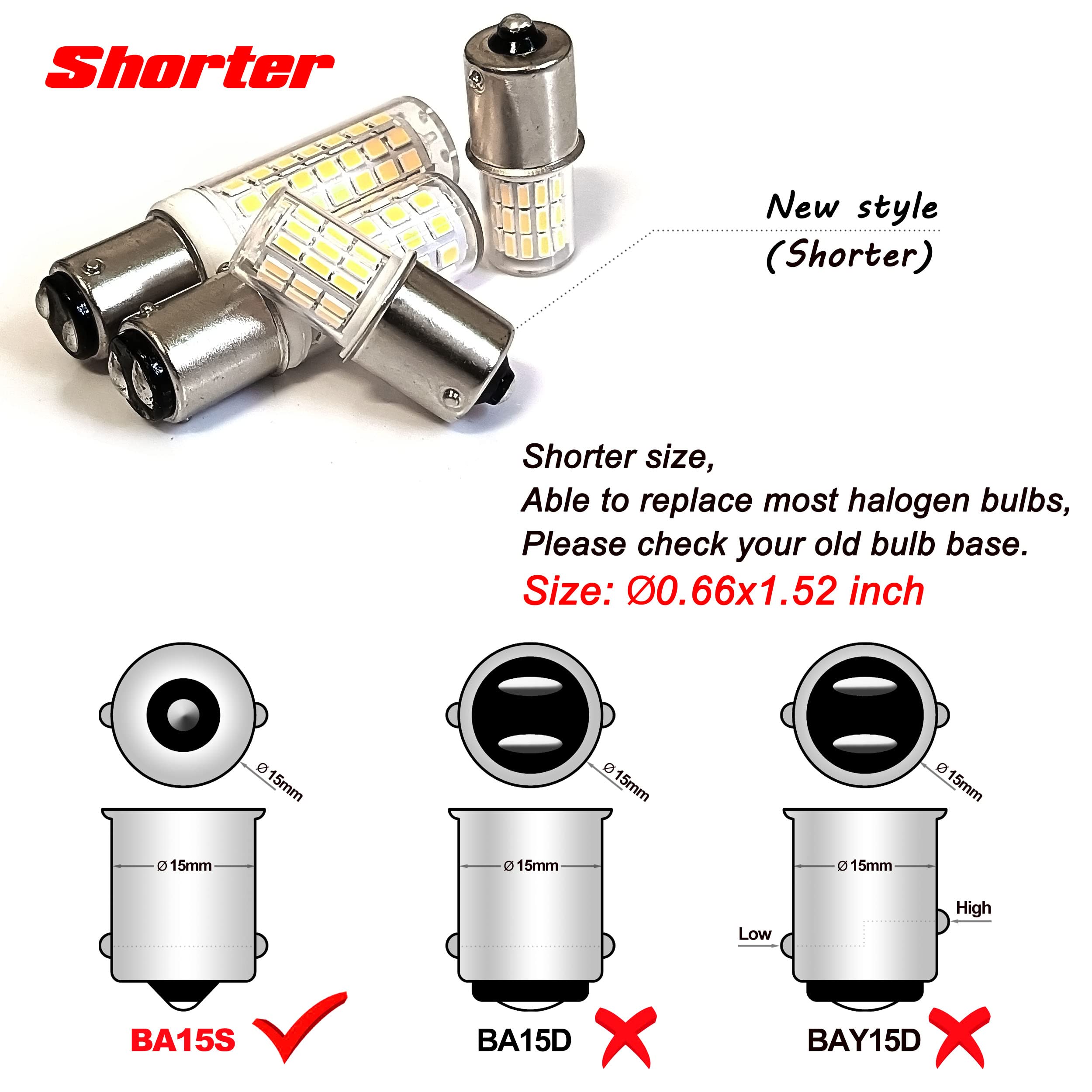 Ziomitus 12 Volt BA15S LED Bulbs, 6000K Daylight White, 4 Count for RV, Camper, Marine, Trailer Lights