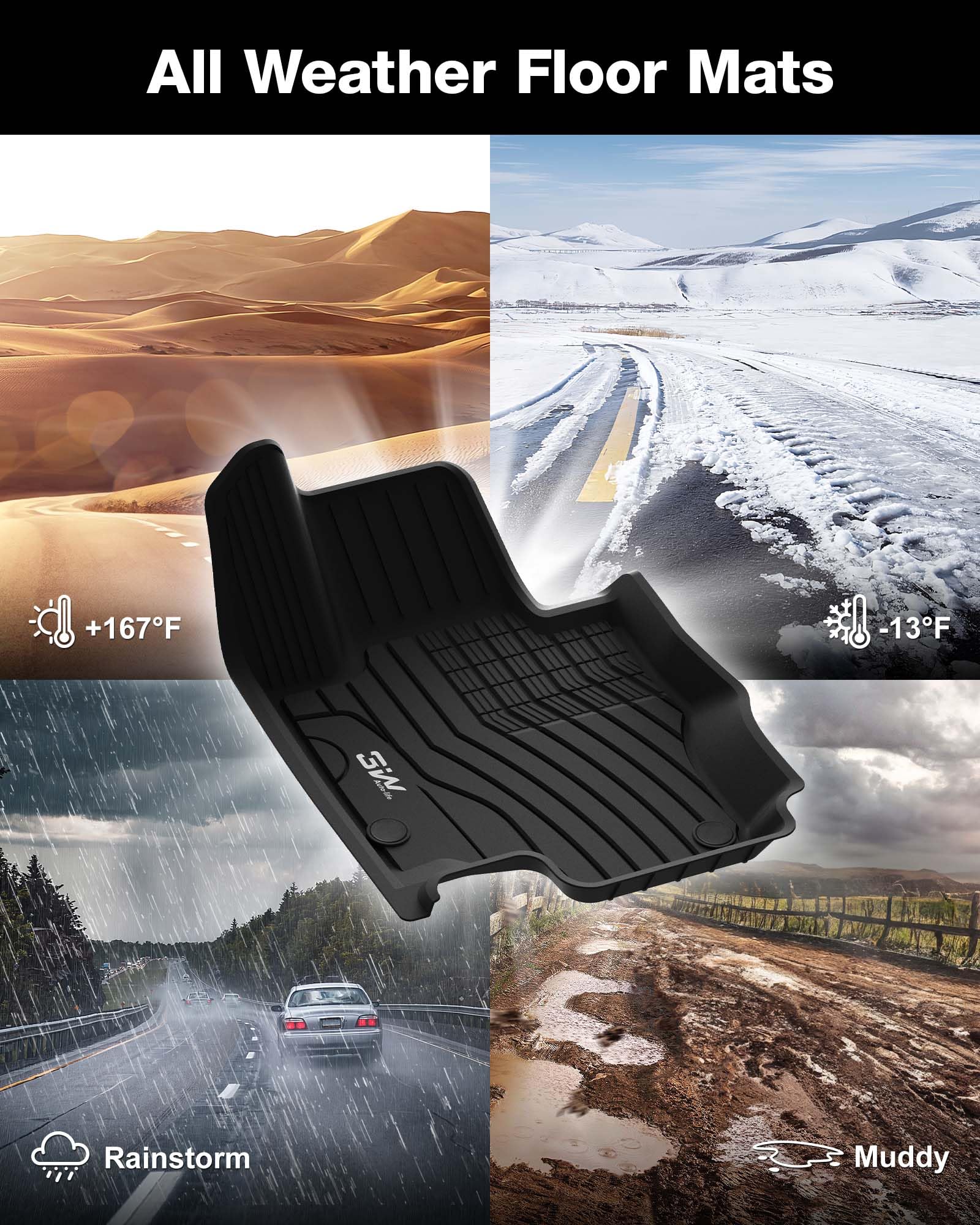 3W Floor Mats Compatible For Benz Gle 2020-2024 2025 350/43 Amg/ 450/53 Amg/ 580/63 Amg S(Not Fit For Coupe),Tpe All Weather Cus