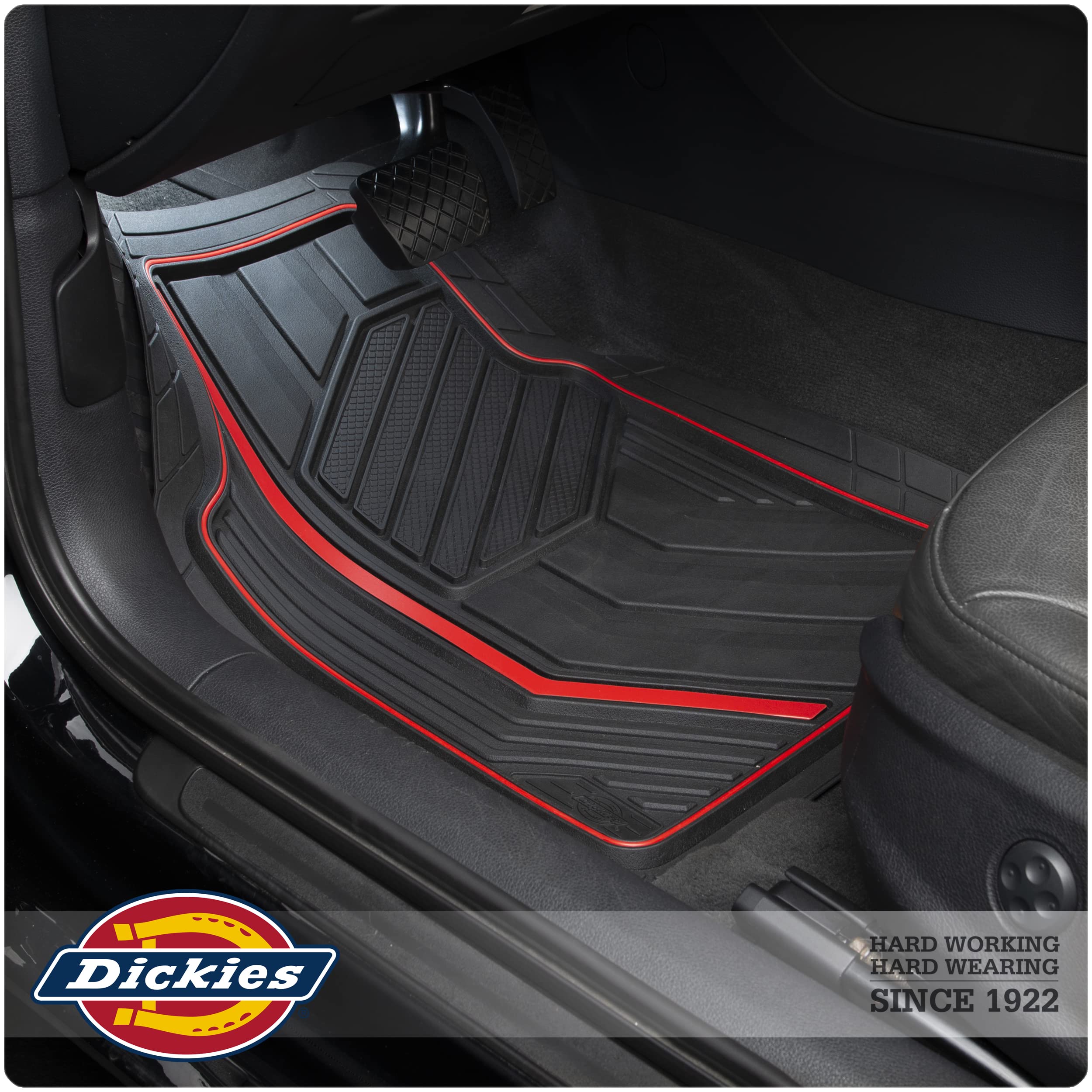 Dickies 3-Piece Durasport Floor Mats, Heavy-Duty Automotive Floor Mats, All-Weather Floor Mats For Cars, All-Weather Floor Liner