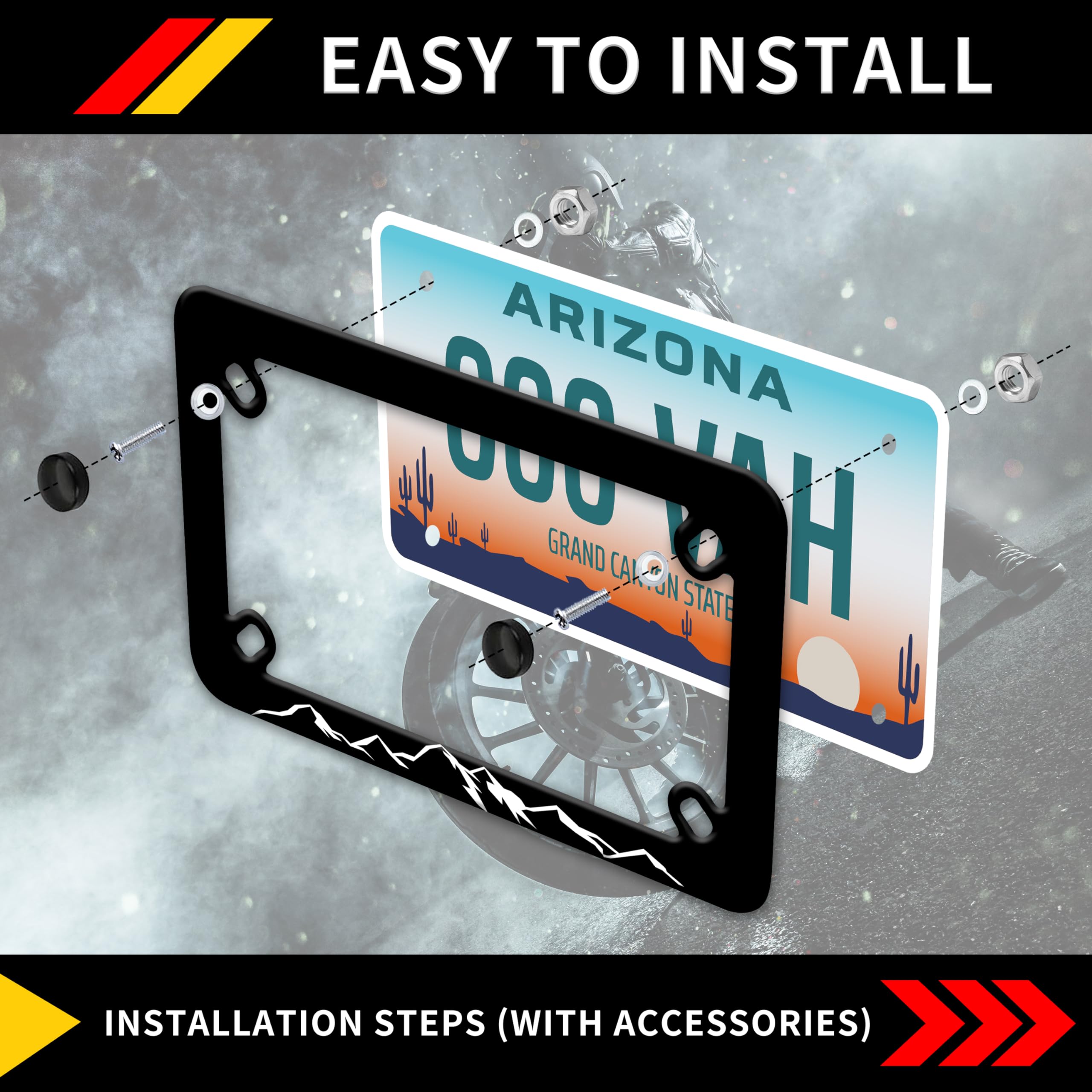 Motorcycle Mountains License Plate Frame Mountain Stainless Steel Material Funny Motorbike License Plate Holder Motorcycle Acces