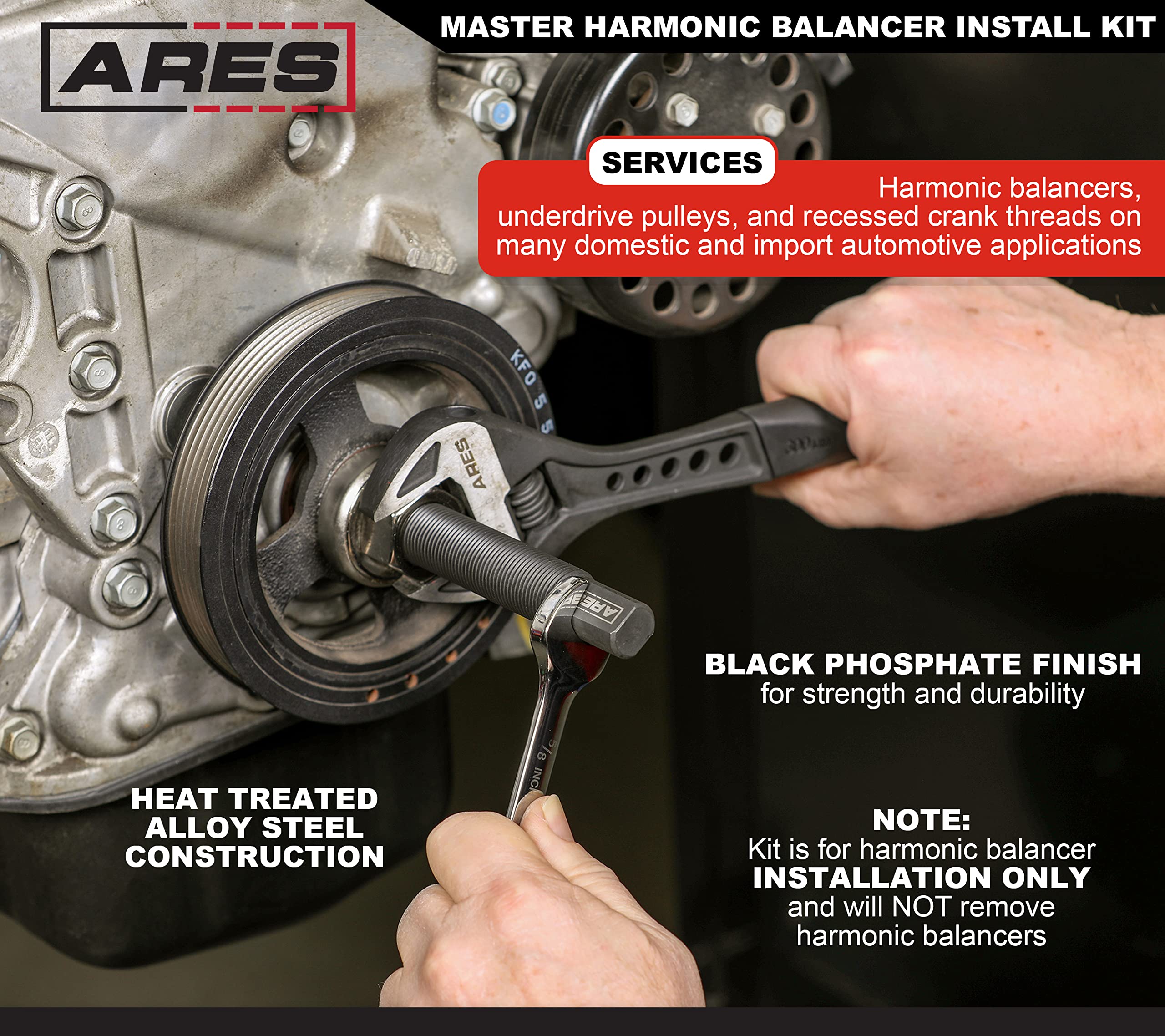 ARES Master Harmonic Balancer Install Kit 15086 – Extra Long Installers for Domestic & Import Vehicles