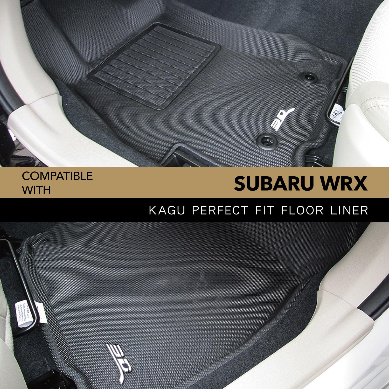 3D Maxpider Custom Fit Kagu Floor Mat (Black) Compatible With Subaru Impreza 2012-2016 / Xv Crosstrek 2013-2017/ Wrx 2015-2021/