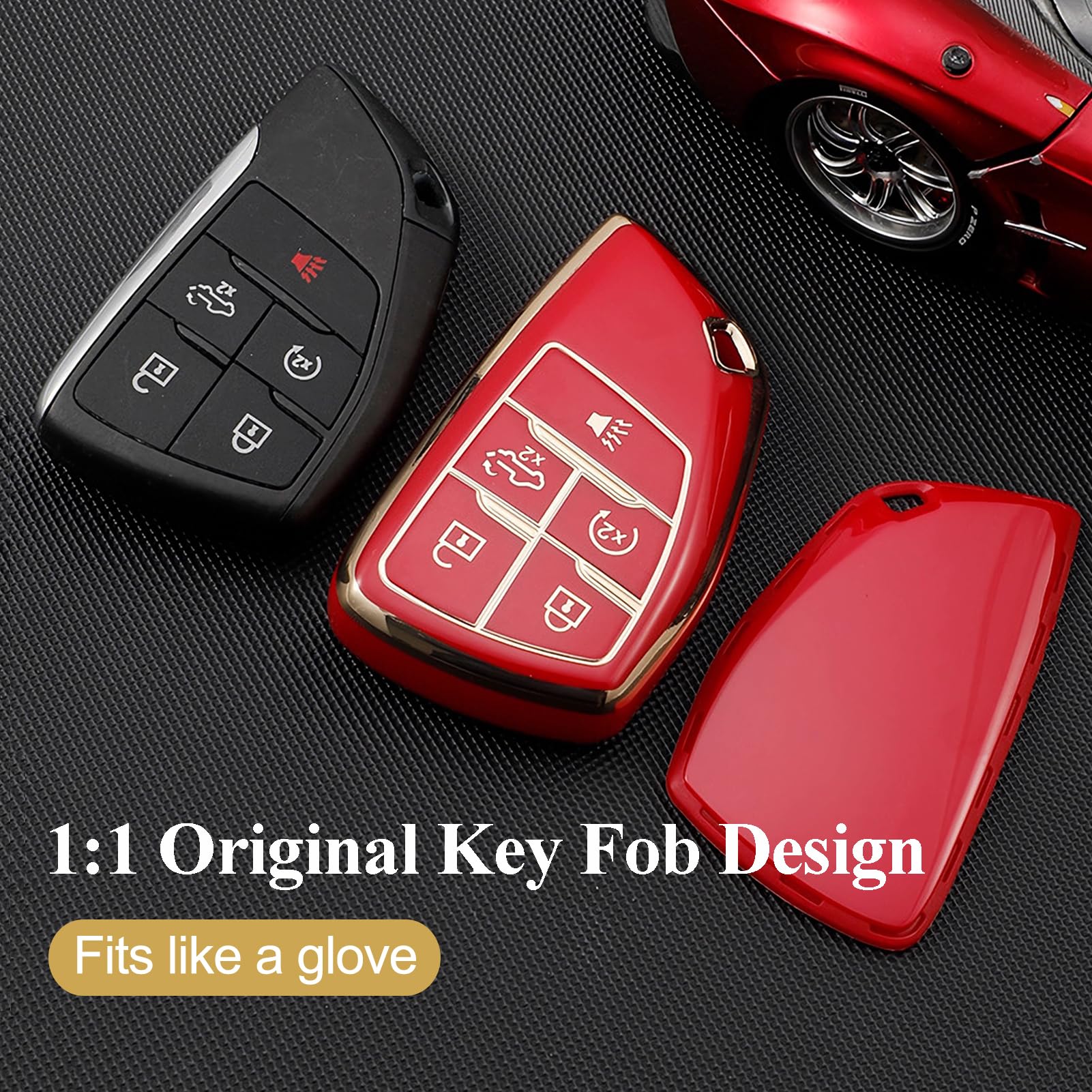 For Chevy Gmc Key Fob Cover With Keychain, For 2022 2023 2024 Chevrolet Silverado 1500 Gmc Sierra 1500 2500Hd 3500Hd Buick Envis