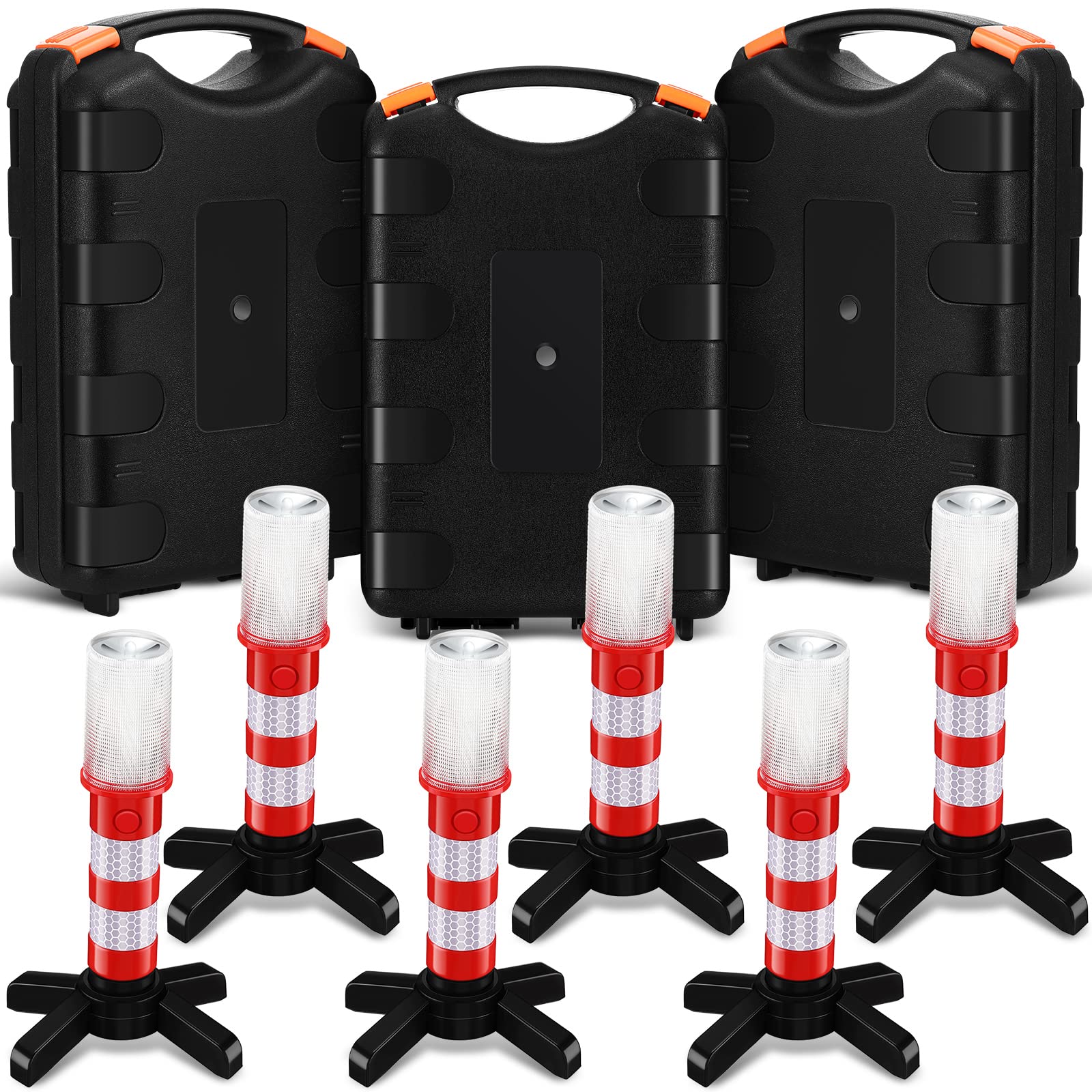 Riakrum 20 Pcs Emergency Roadside Flares Bulk Kit LED Safety Strobe Road Warning Light Bright Red Safety Beacon Strobe Light Roa