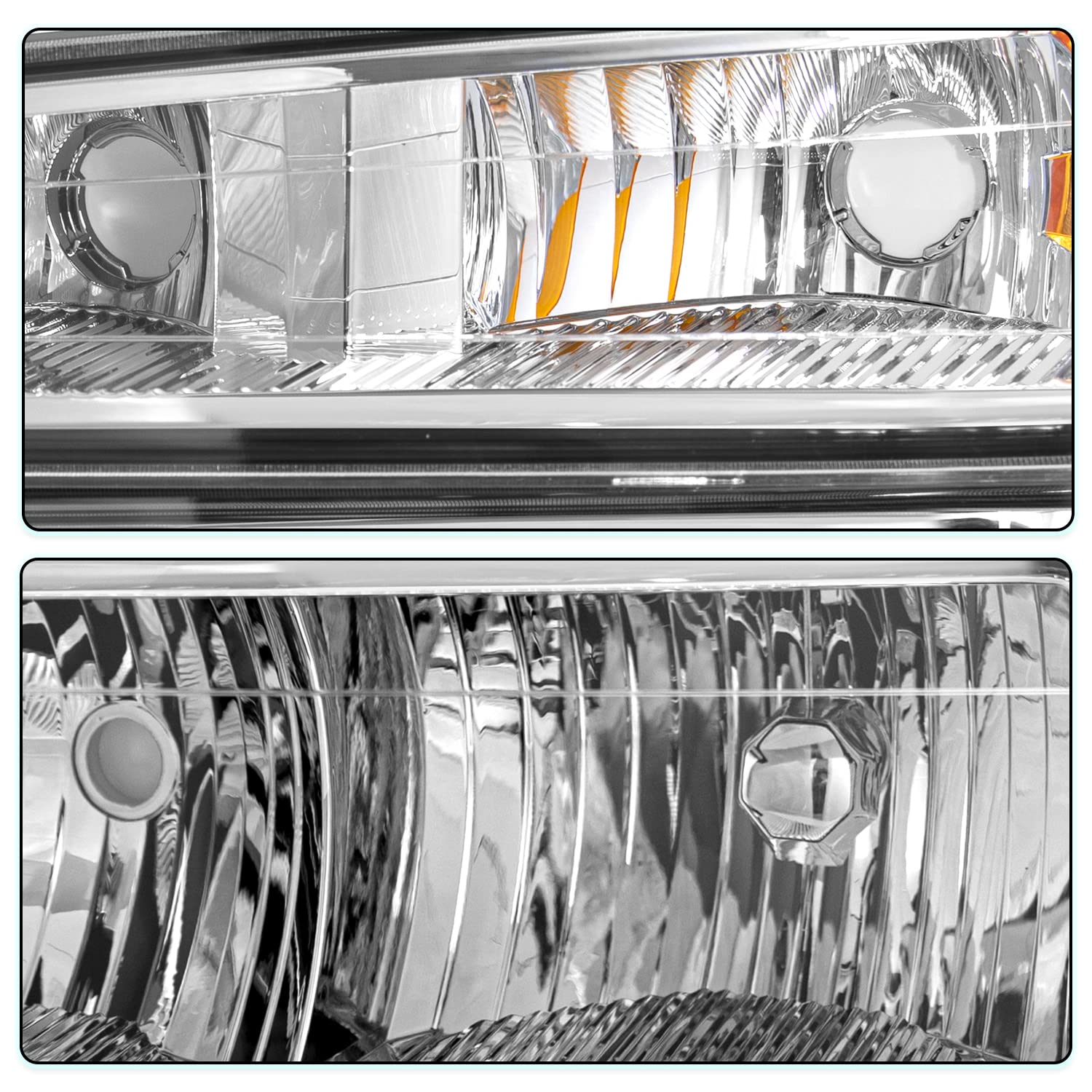 TUSDAR Headlight Assembly Set for 2004-2012 Chevy Colorado, GMC Canyon & 2006-2008 Isuzu I-Series, Chrome Housing, w/o Bulbs