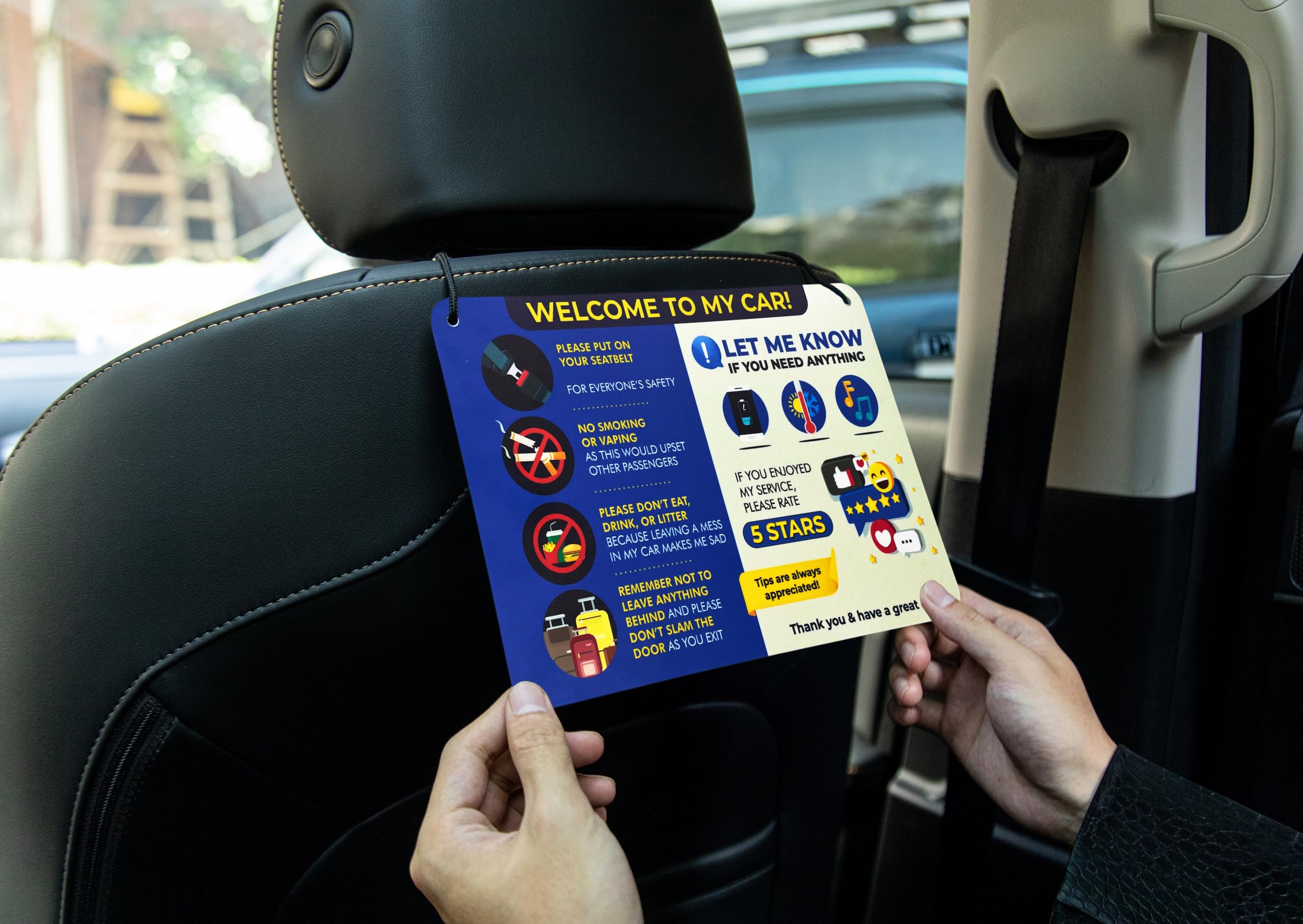 NIVRANA Rideshare Car Sign 2-Pack - Universal Plastic Signs, 9"x6", Blue and Grey, Model 2024-2 BG for Better Customer Relations