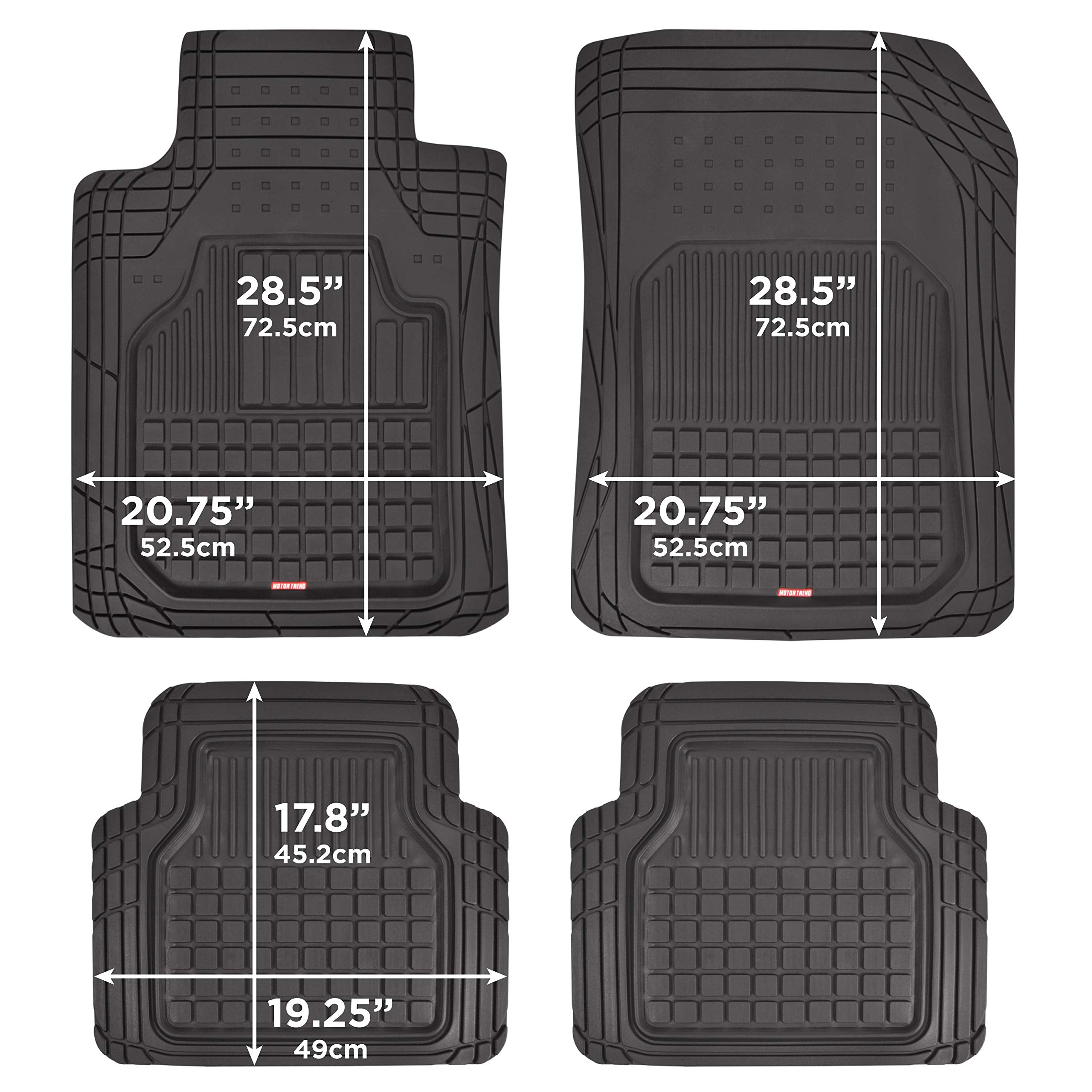 Motor Trend FlexTough Rubber Car Floor Mats and Rear Cargo Trunk Liner Mat, Full Set Trim-to-Fit Performance Heavy Duty Auto SUV