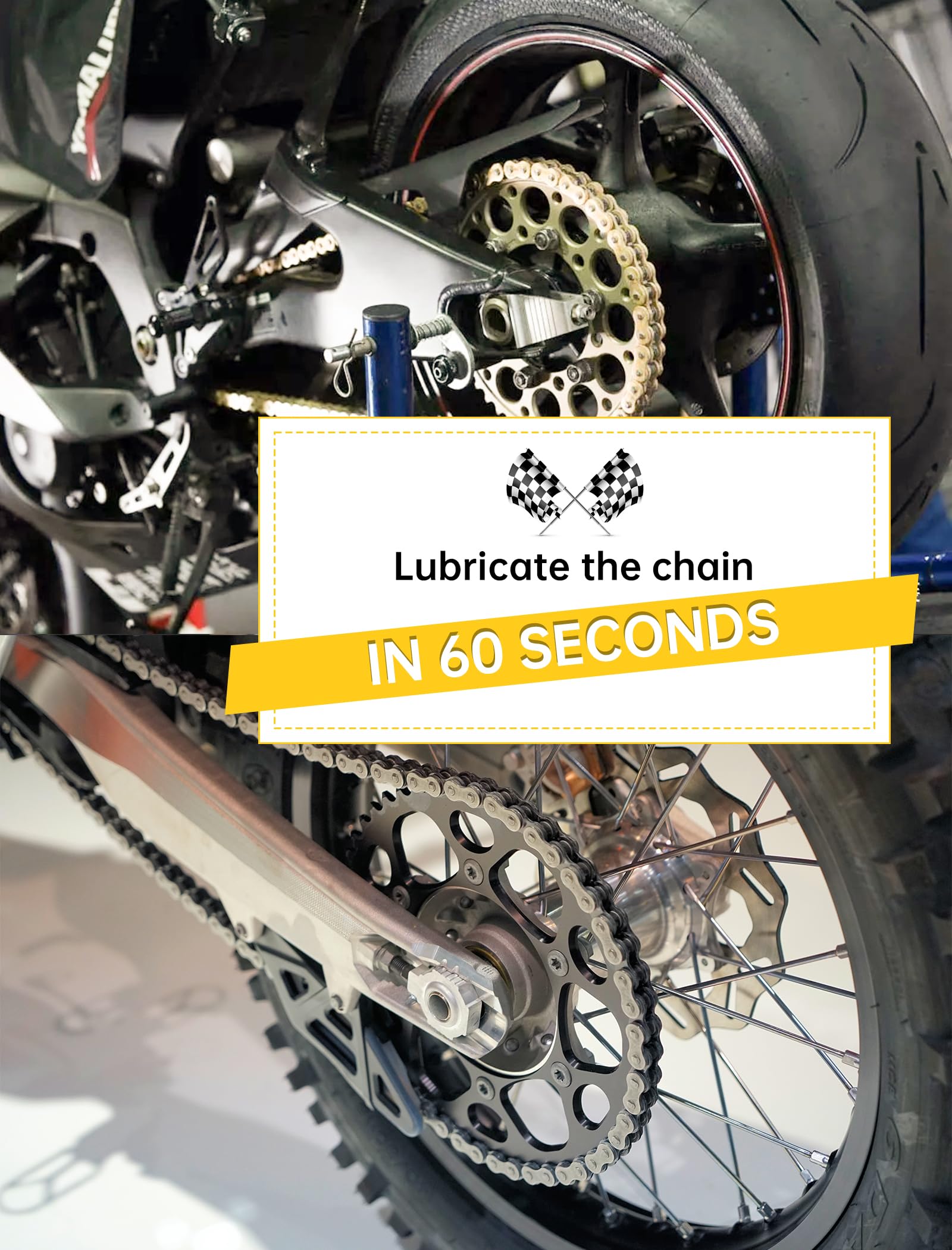 Motorcycle Chain Oiler, Upgraded (#520) Motorbike Chain Gear Oiler Cleaner Spray-on Auxiliary Motorcycle Chain Tool for Daily Ca