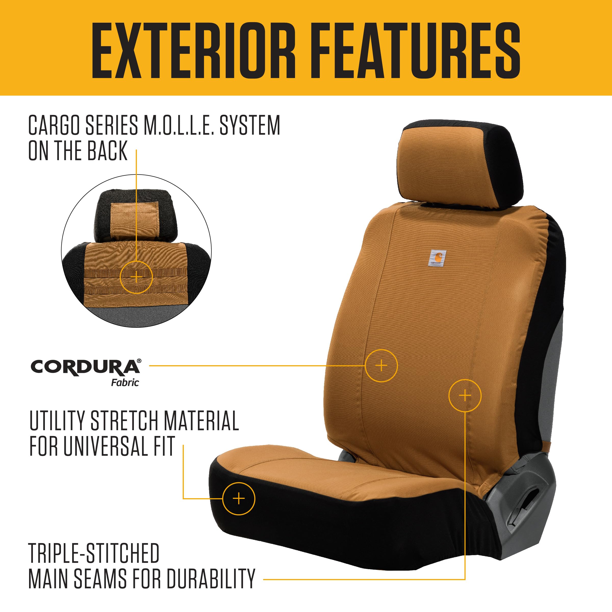 Carhartt Fitted Bucket Seat Cover, Durable Nylon with Rain Defender, One Size, Blind Duck Camo, Model C000139990199