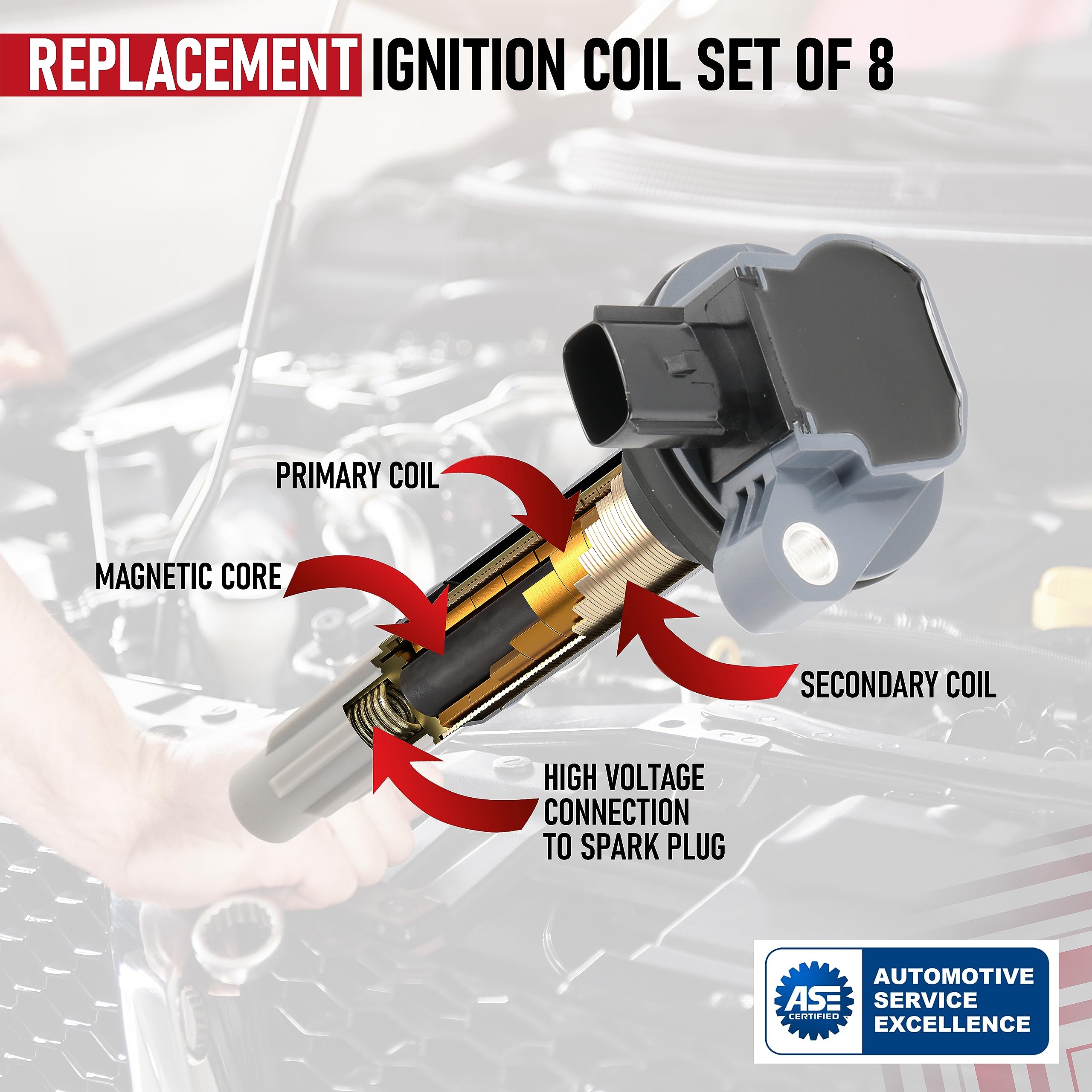 AA Ignition Ignition Coil Pack Set of 8 for Ford 5.0L - Fits 2011-2016 F-150, 2011-2020 Lobo, 201
